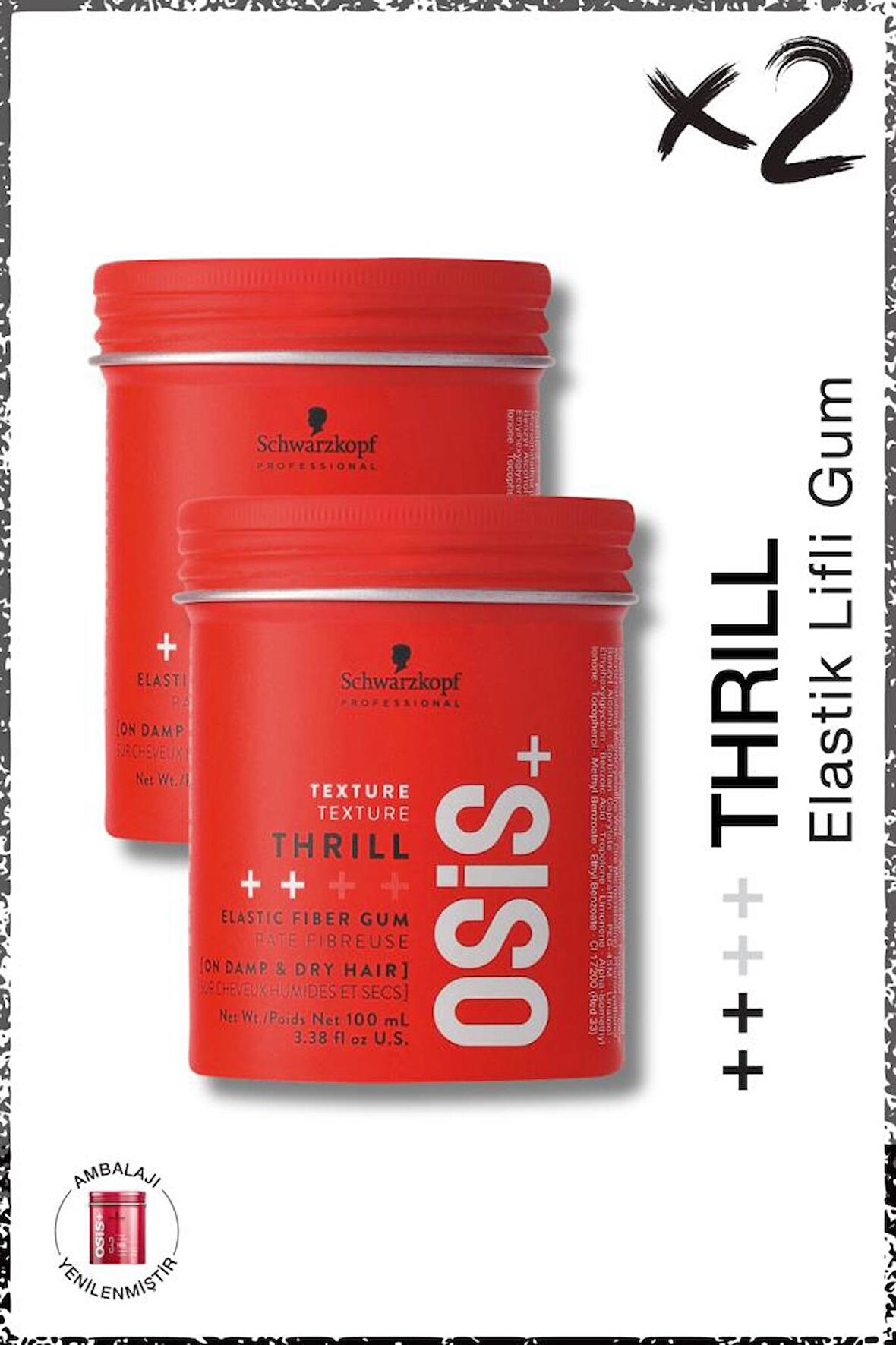 Thrill Elastik Lifli Gum Şekillendirici Orta Tutuş 100ml x 2 Adet | Parlaklık Veren Gum Wax