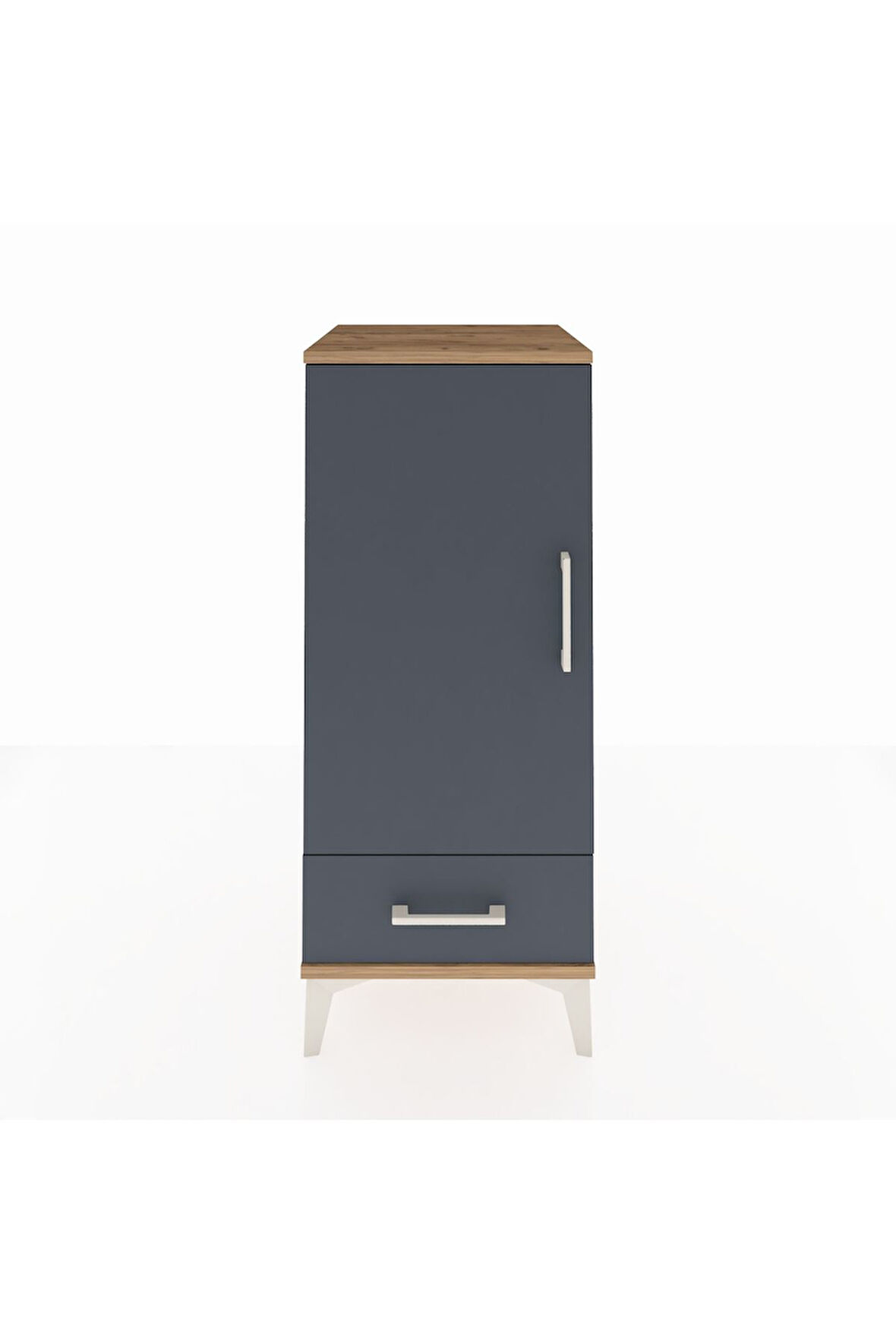 Hyperion Komodin 2 Raflı Tek Çekmeceli Tek Kapaklı 44x44x106 Çam-Antrasit