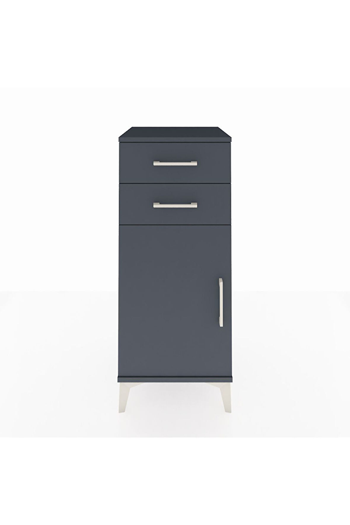 Hyperion Komodin Tek Raflı 2 Çekmeceli Tek Kapaklı 44x44x106 Antrasit-Antrasit