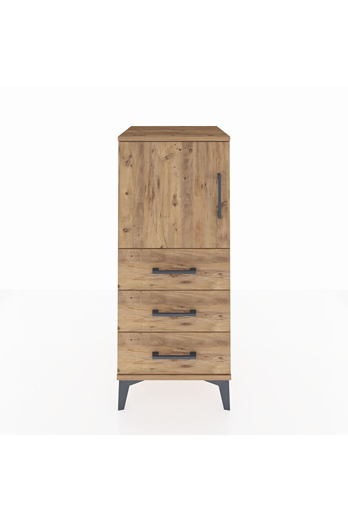 Hyperion Komodin 2 Raflı 3 Çekmeceli Tek Kapaklı 44x44x106 Çam-Çam