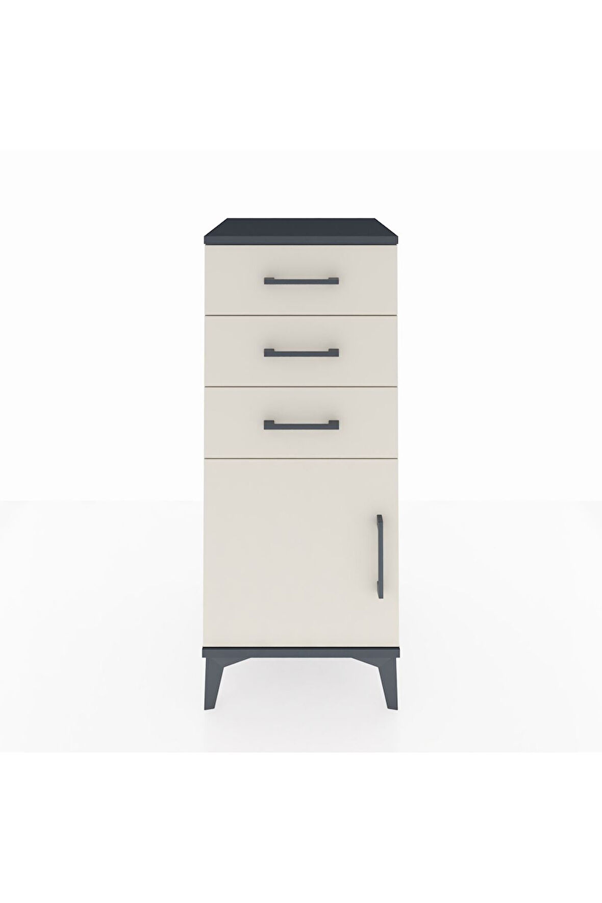 Hyperion Komodin Tek Raflı 3 Çekmeceli Tek Kapaklı 44x44x106 Antrasit-Aytaşı