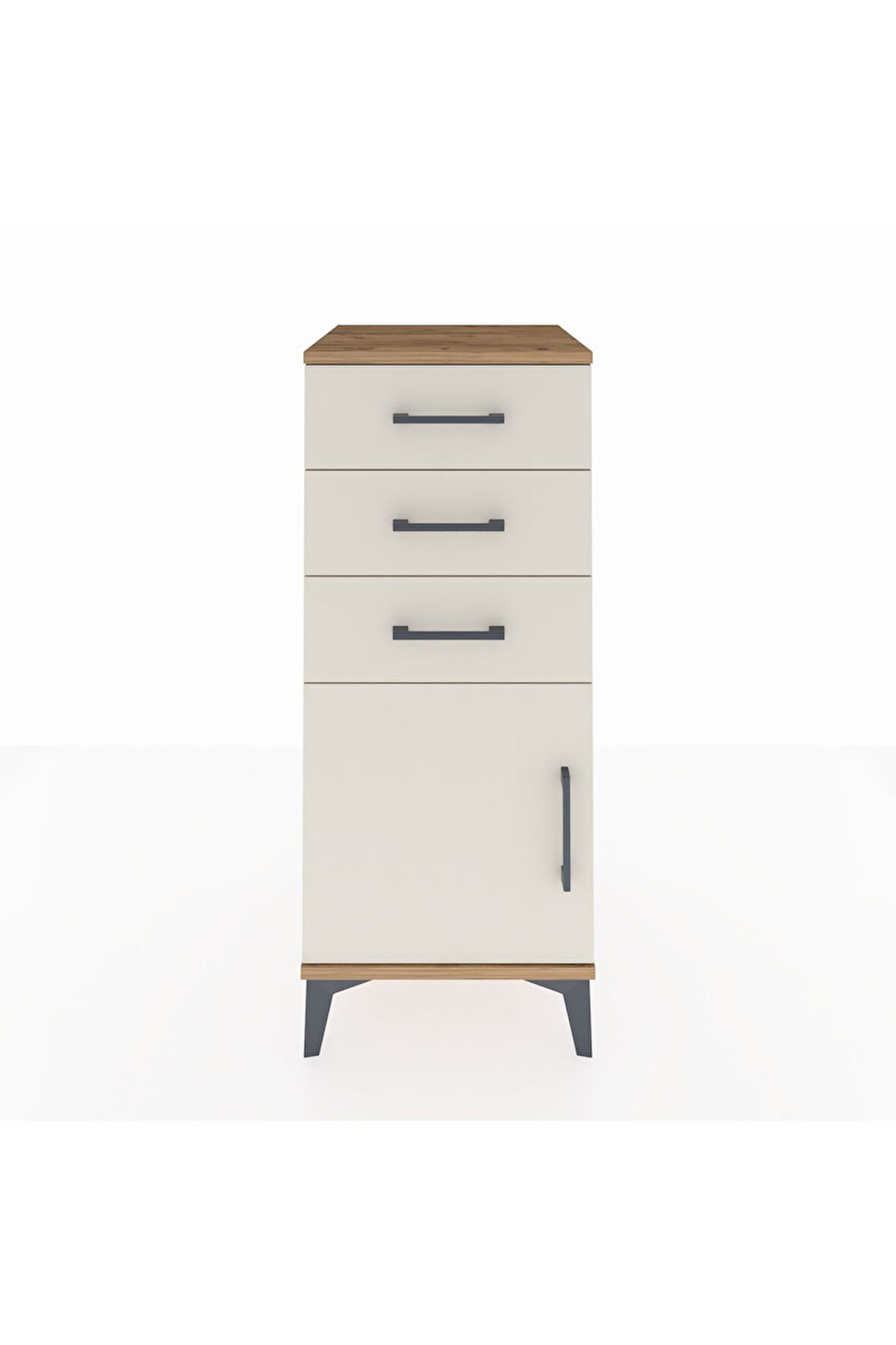 Hyperion Komodin Tek Raflı 3 Çekmeceli Tek Kapaklı 44x44x106 Çam-Aytaşı