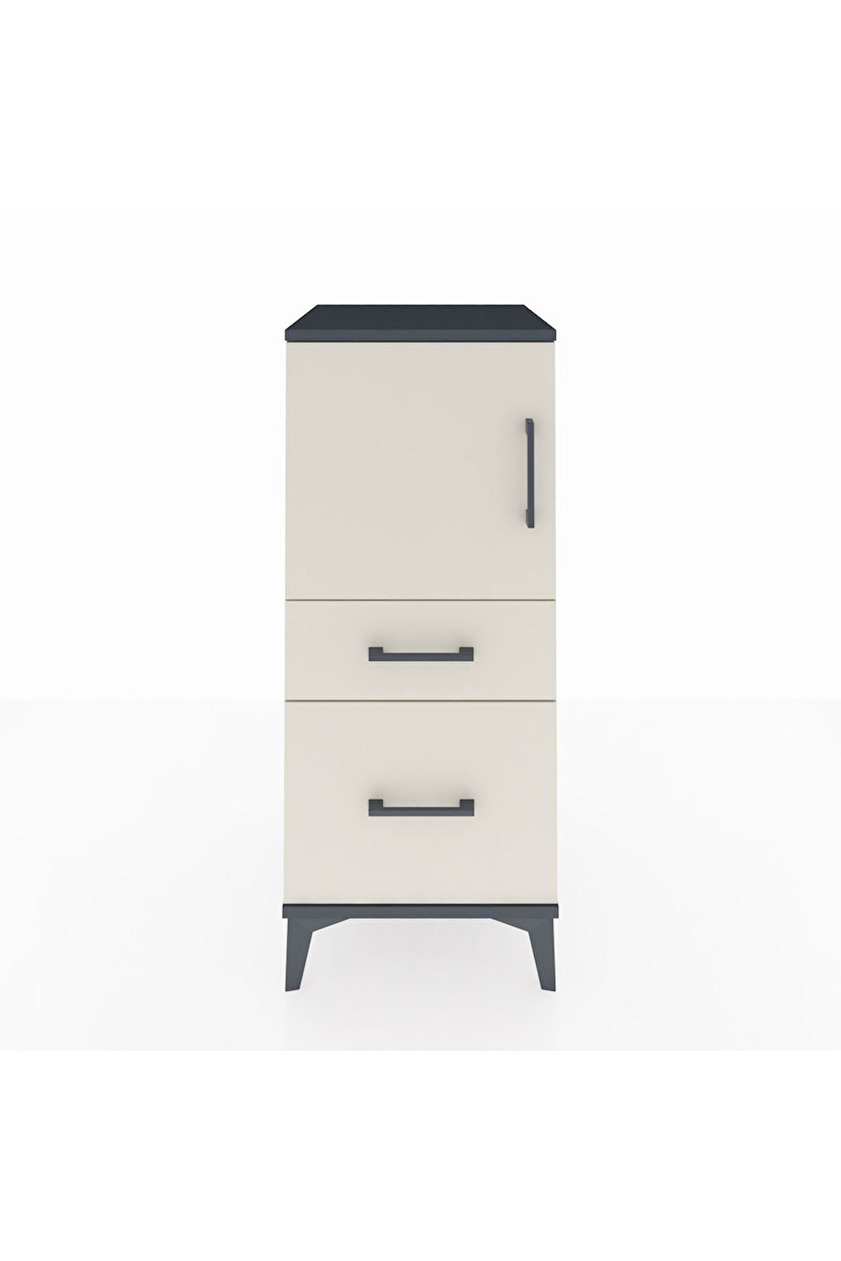 Hyperion Komodin 2 Raflı 2 Çekmeceli Tek Kapaklı 44x44x106 Antrasit-Aytaşı