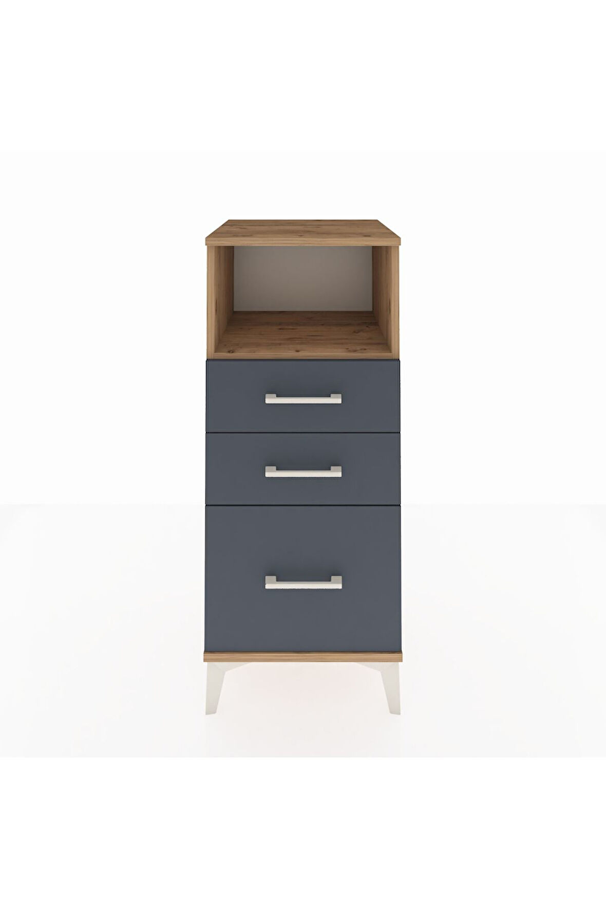 Hyperion Komodin Tek Raflı 3 Çekmeceli 44x44x106 Çam-Antrasit