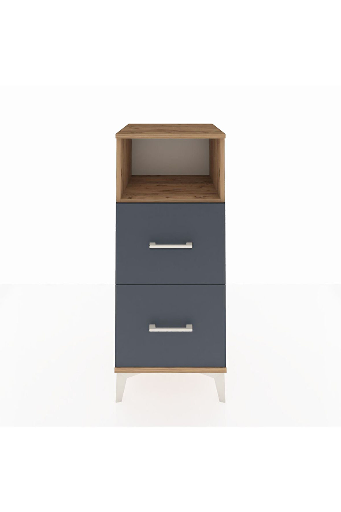 Hyperion Komodin Tek Raflı 2 Çekmeceli 44x44x106 Çam-Antrasit