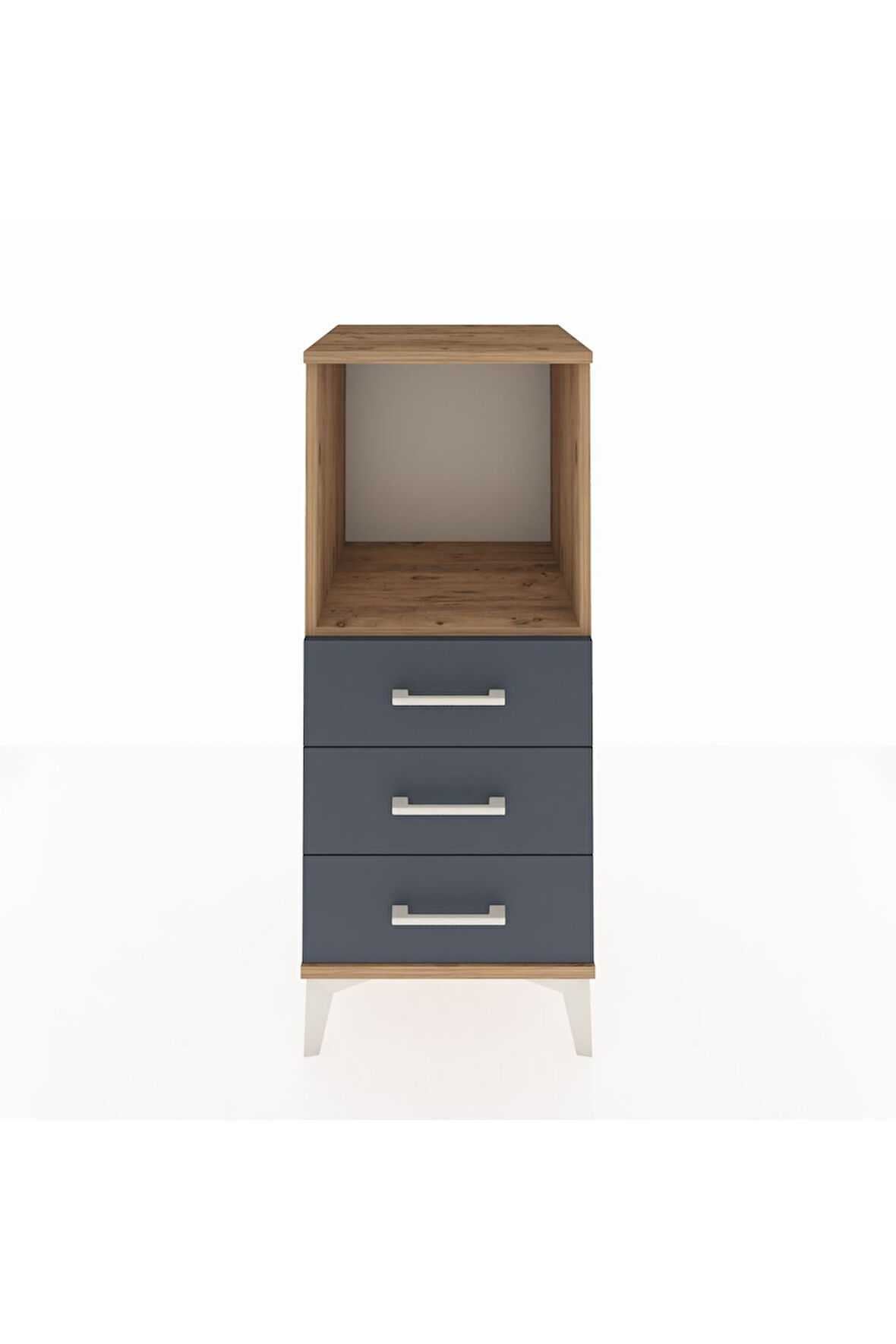 Hyperion Komodin Tek Raflı 3 Çekmeceli 44x44x106 Çam-Antrasit