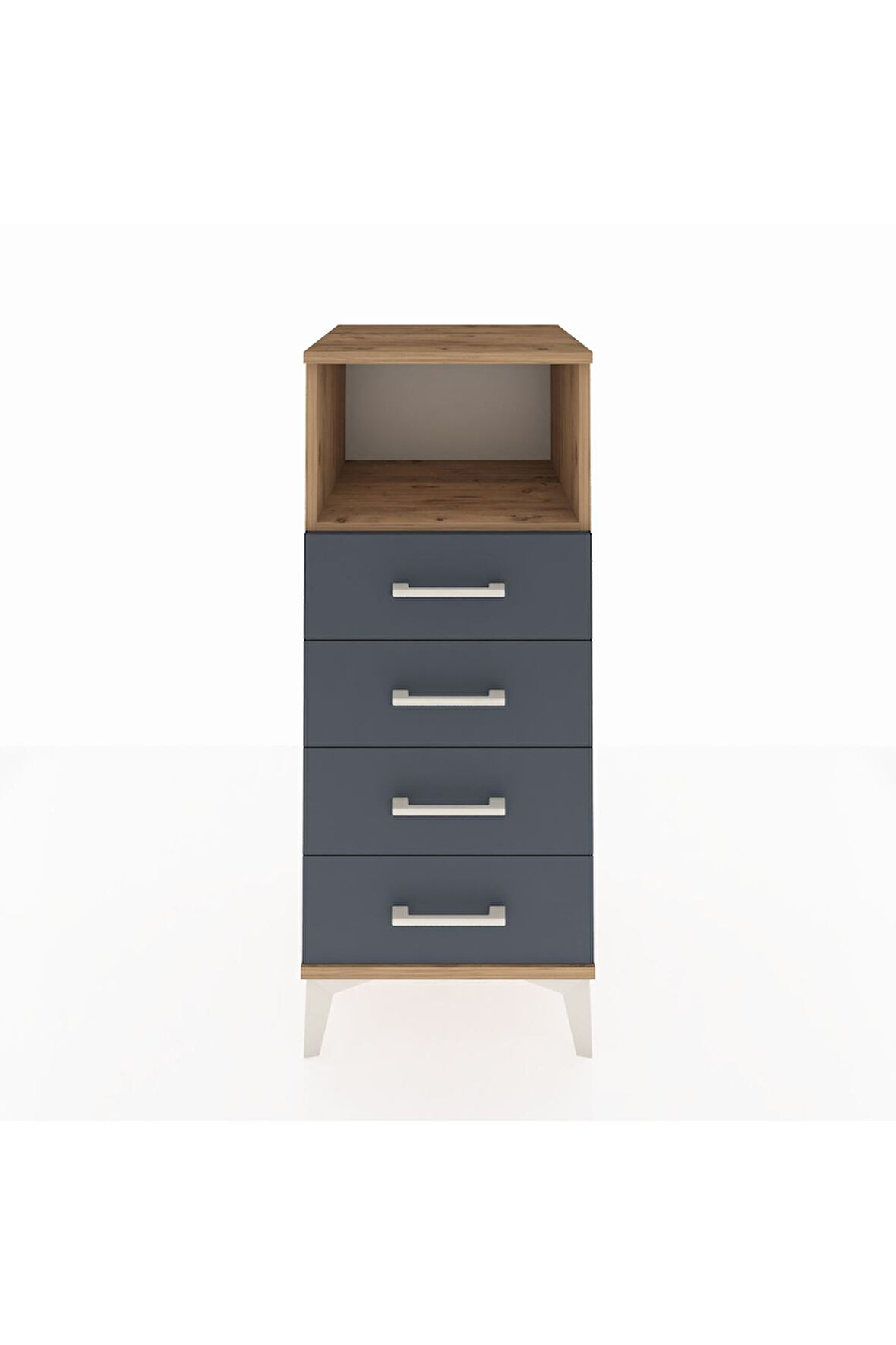Hyperion Komodin Tek Raflı 4 Çekmeceli 44x44x106 Çam-Antrasit