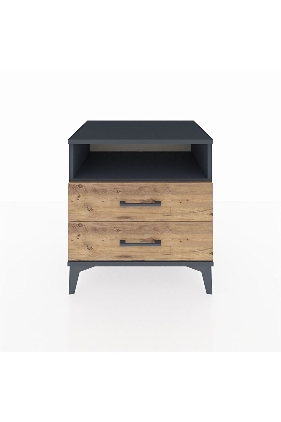 Hyperion Komodin Tek Raflı 2 Çekmeceli 60x44x64 Antrasit-Çam