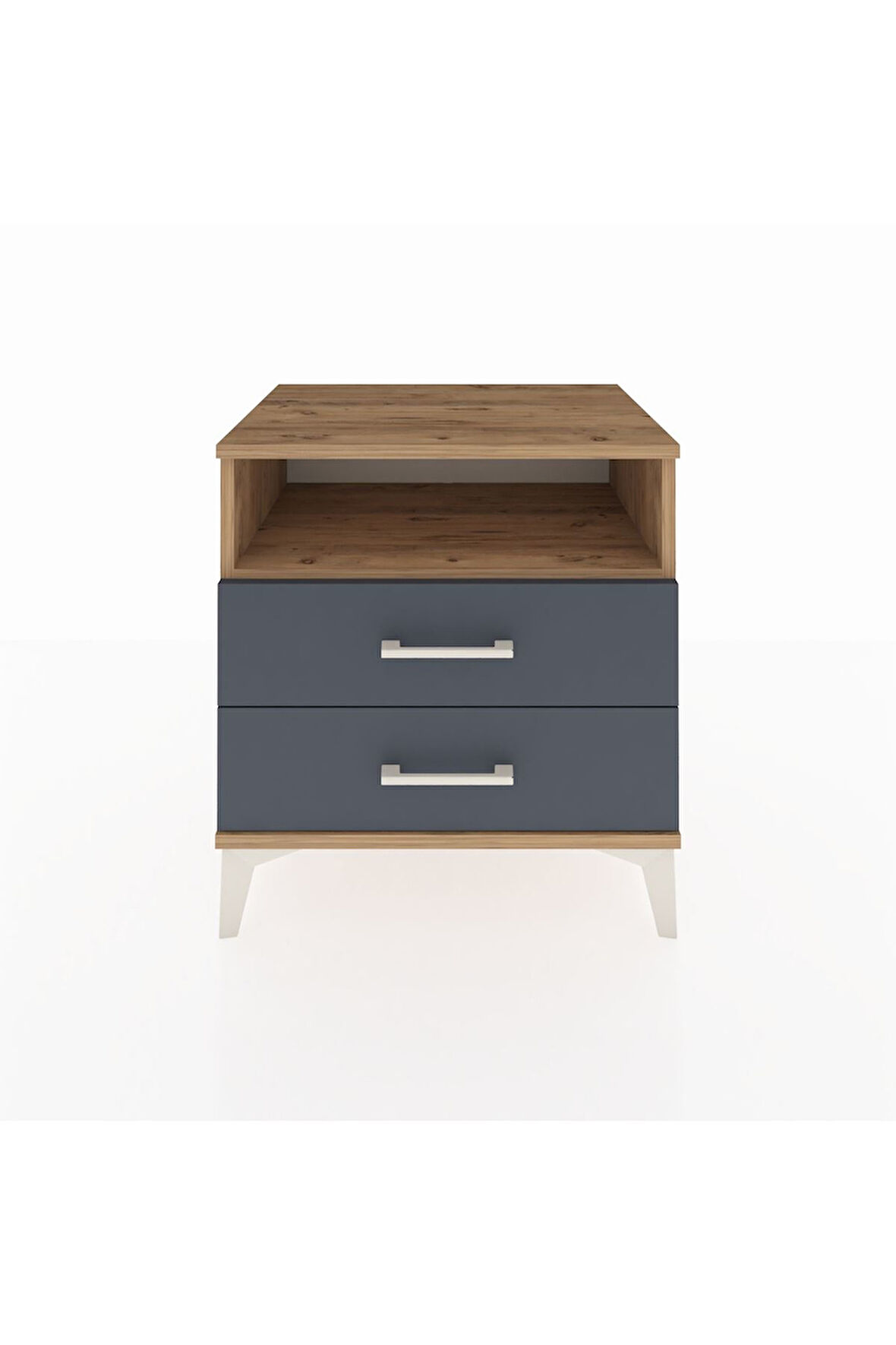 Hyperion Komodin Tek Raflı 2 Çekmeceli 60x44x64 Çam-Antrasit