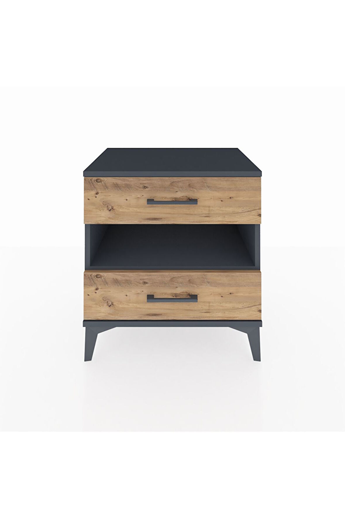 Hyperion Komodin Tek Raflı 2 Çekmeceli 60x44x64 Antrasit-Çam