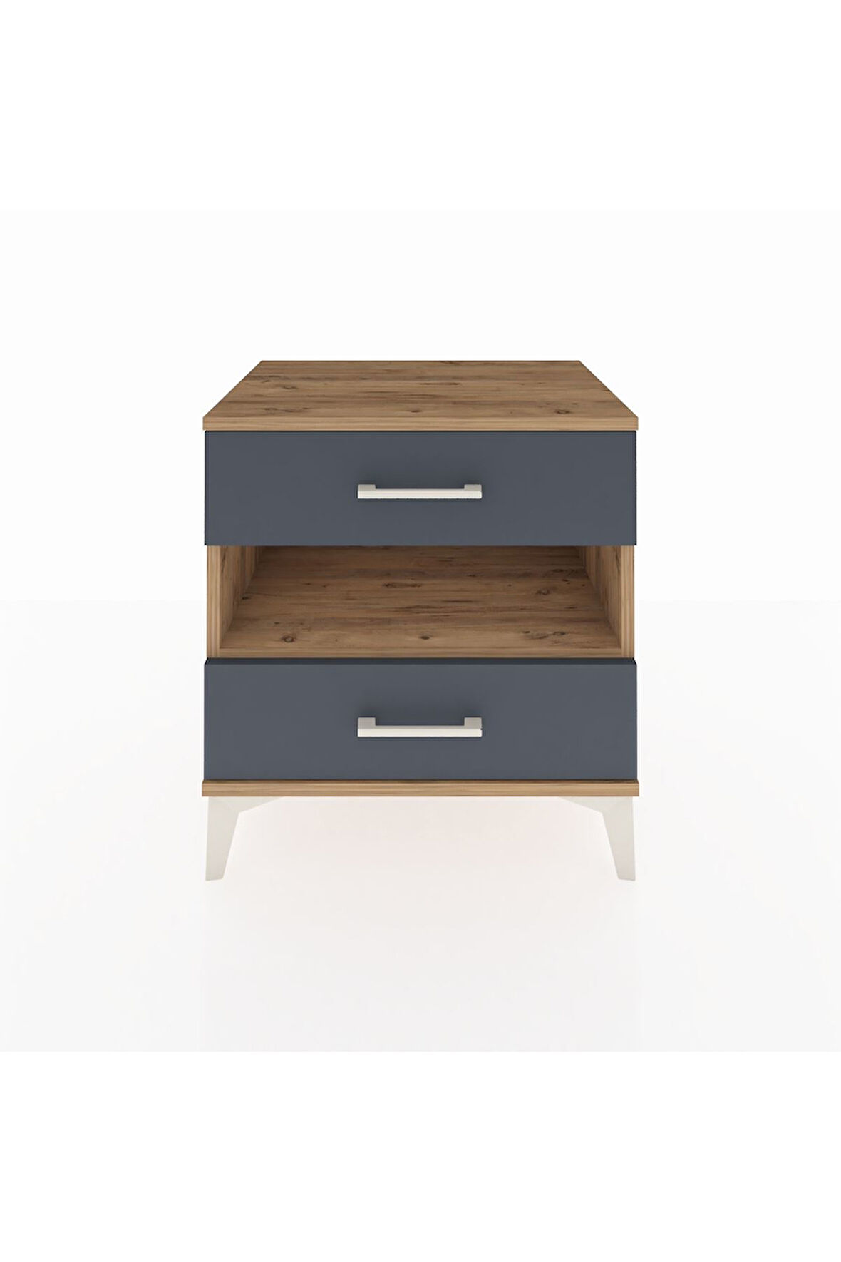 Hyperion Komodin Tek Raflı 2 Çekmeceli 60x44x64 Çam-Antrasit