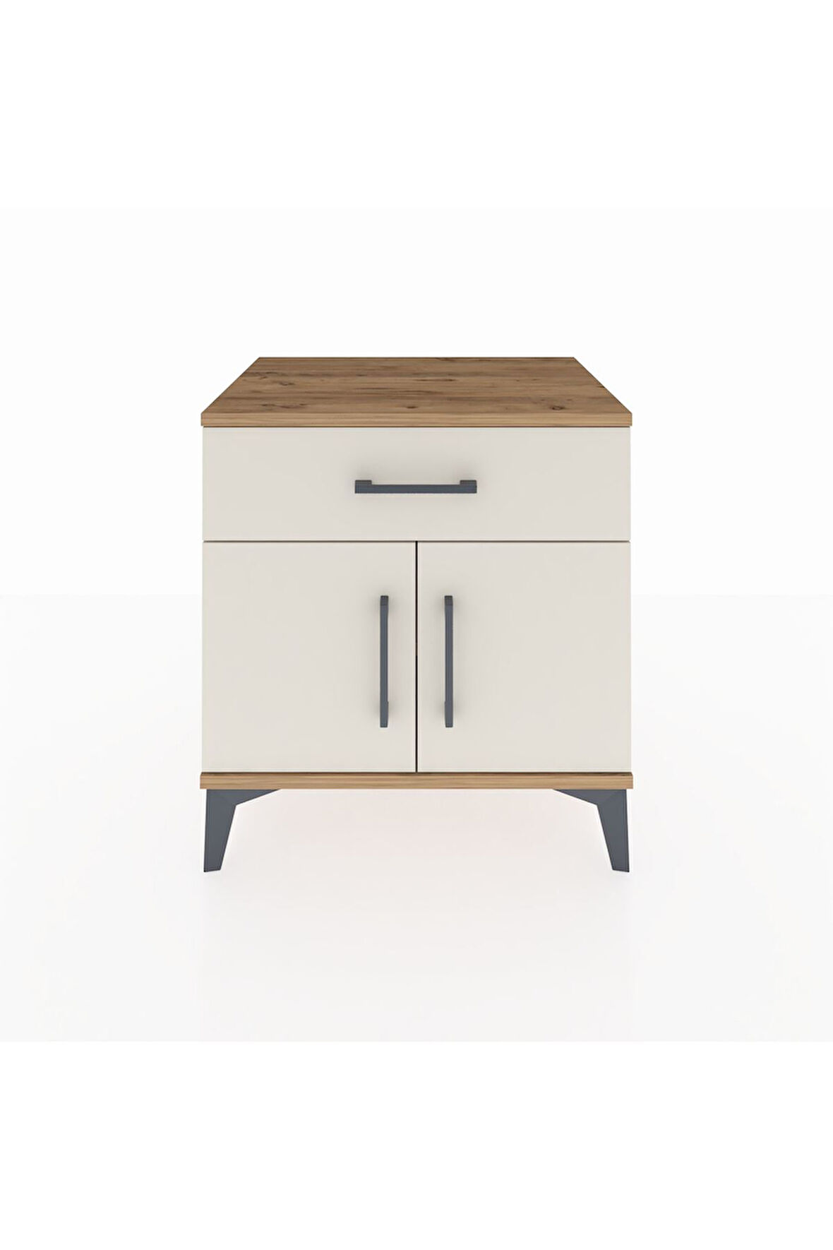 Hyperion Komodin Tek Raflı Tek Çekmeceli 2 Kapaklı 60x44x64 Çam-Aytaşı