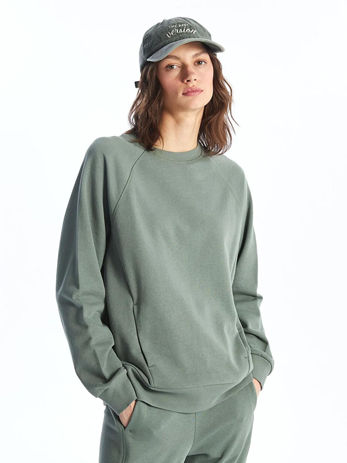 Bisiklet Yaka Oversize Kadın Sweatshirt