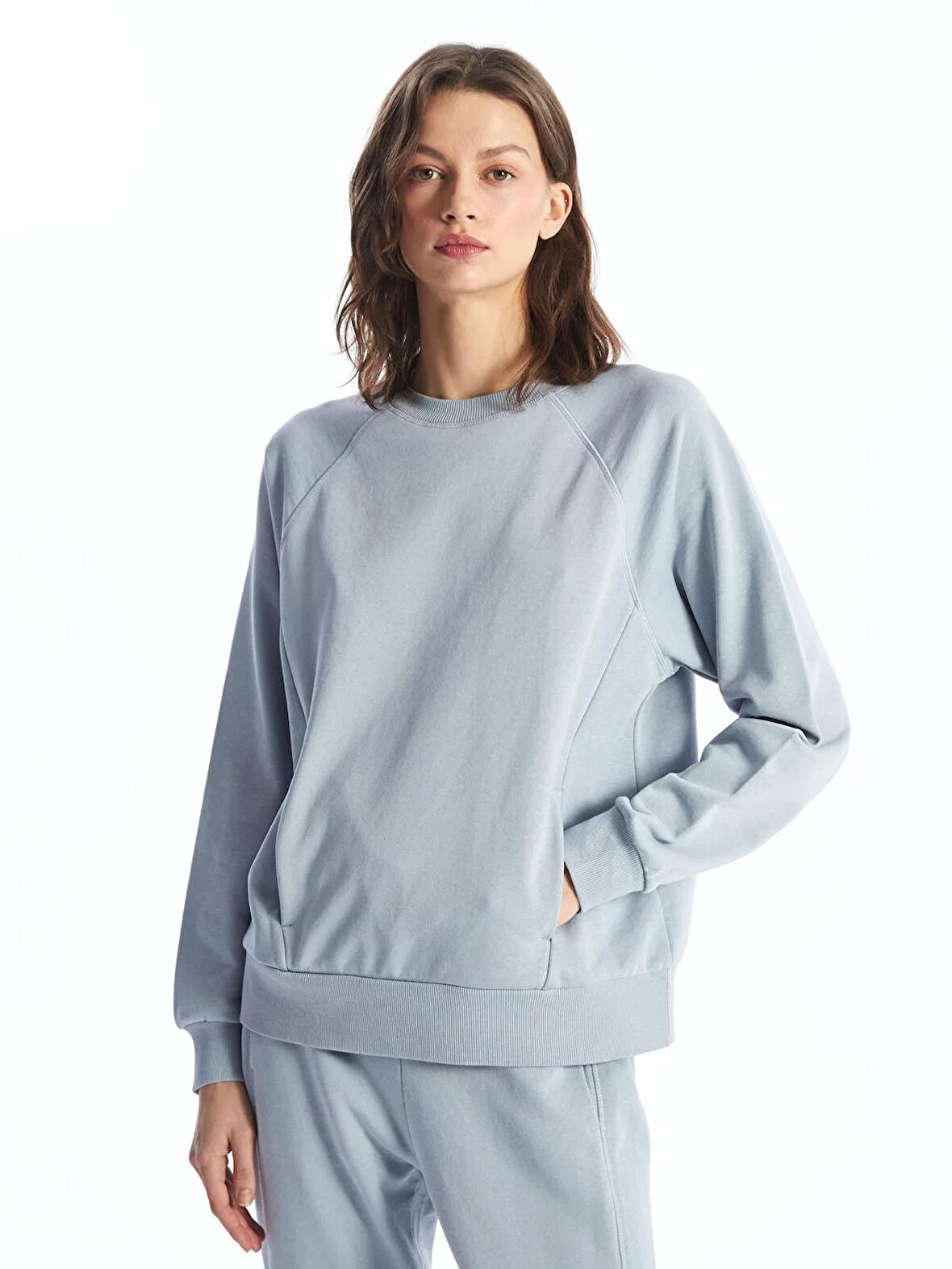 Bisiklet Yaka Oversize Kadın Sweatshirt