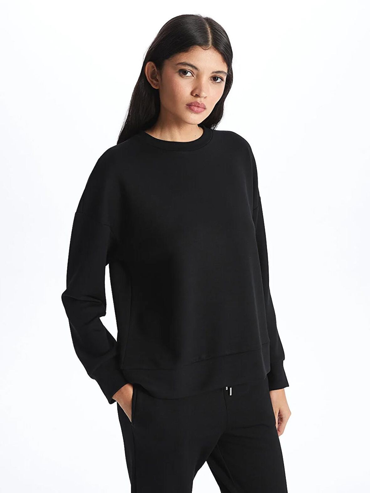 Bisiklet Yaka Oversize Kadın Sweatshirt