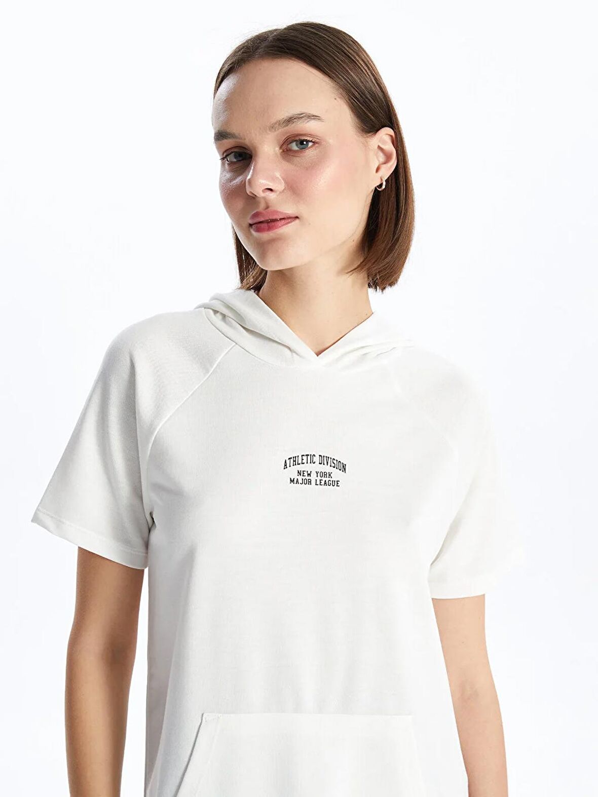 Baskılı Kısa Kollu Kadın Hoodie