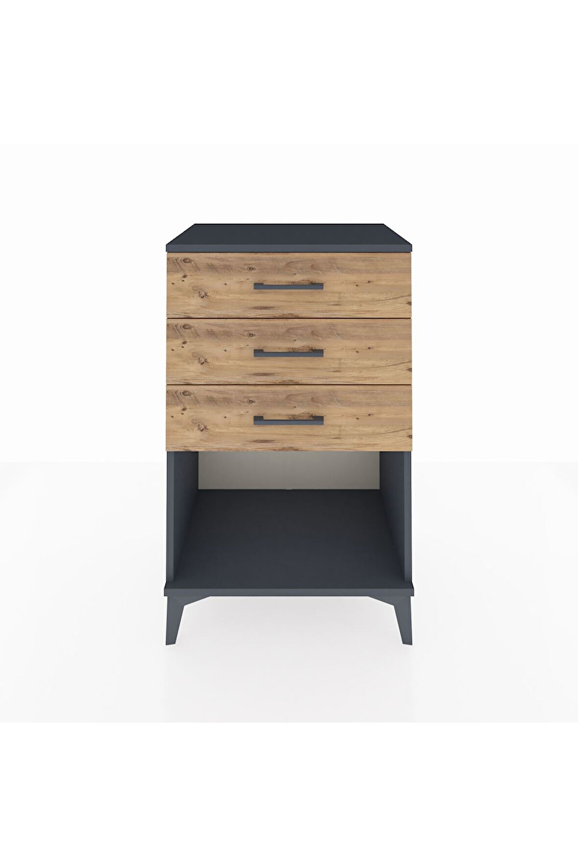 Hyperion Komodin 3 Çekmeceli 60x44x96 Antrasit-Çam
