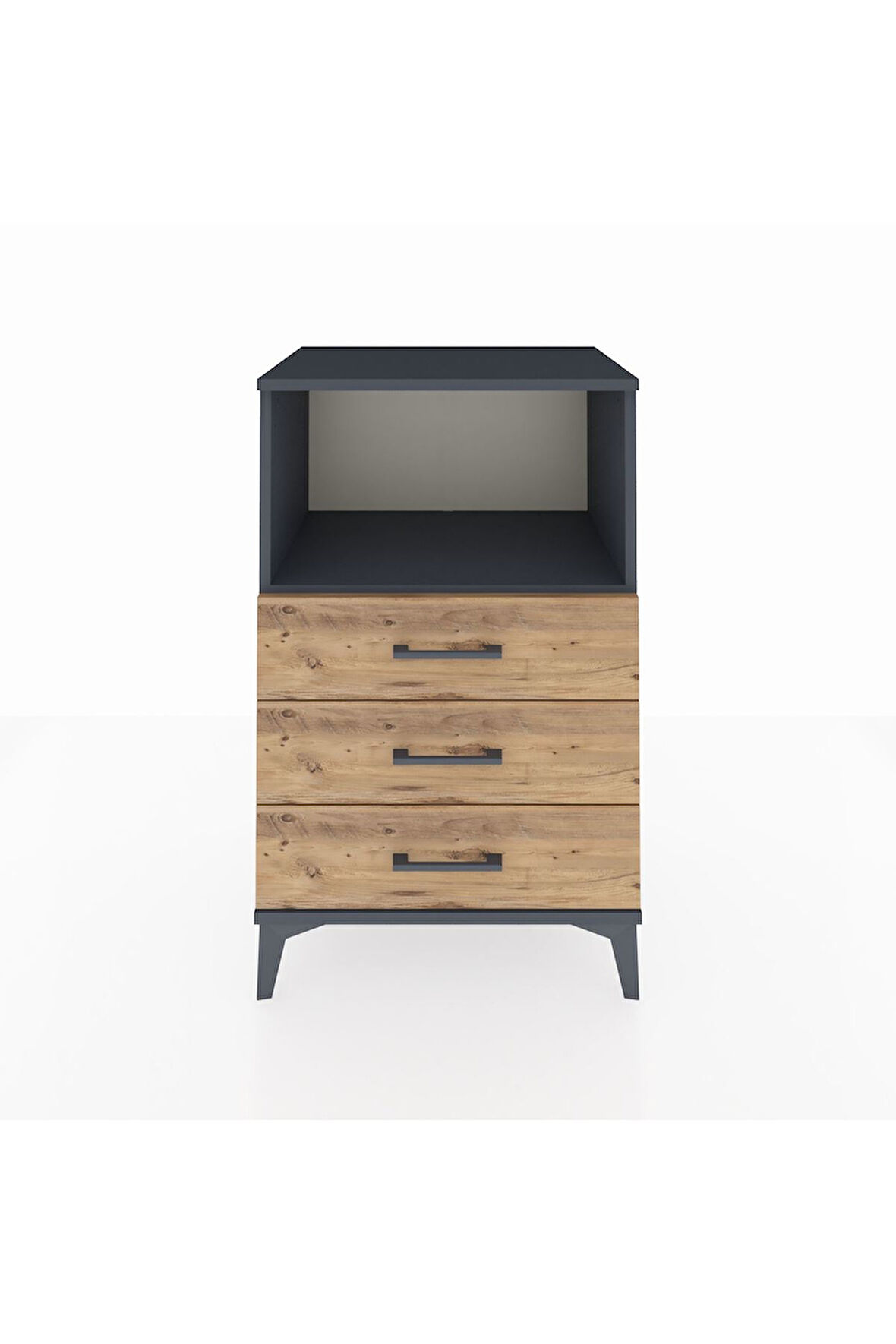 Hyperion Komodin Tek Raflı 3 Çekmeceli 60x44x96 Antrasit-Çam
