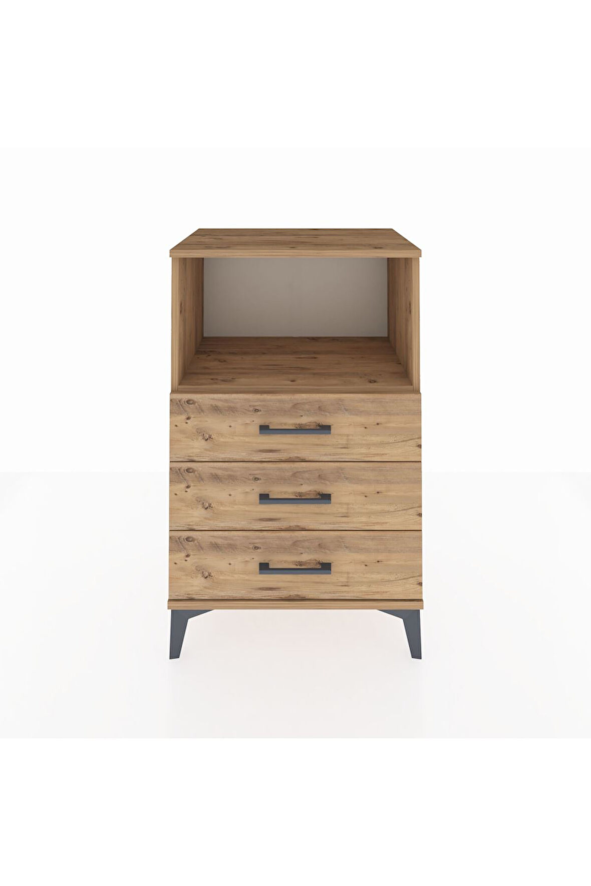 Hyperion Komodin Tek Raflı 3 Çekmeceli 60x44x96 Çam-Çam