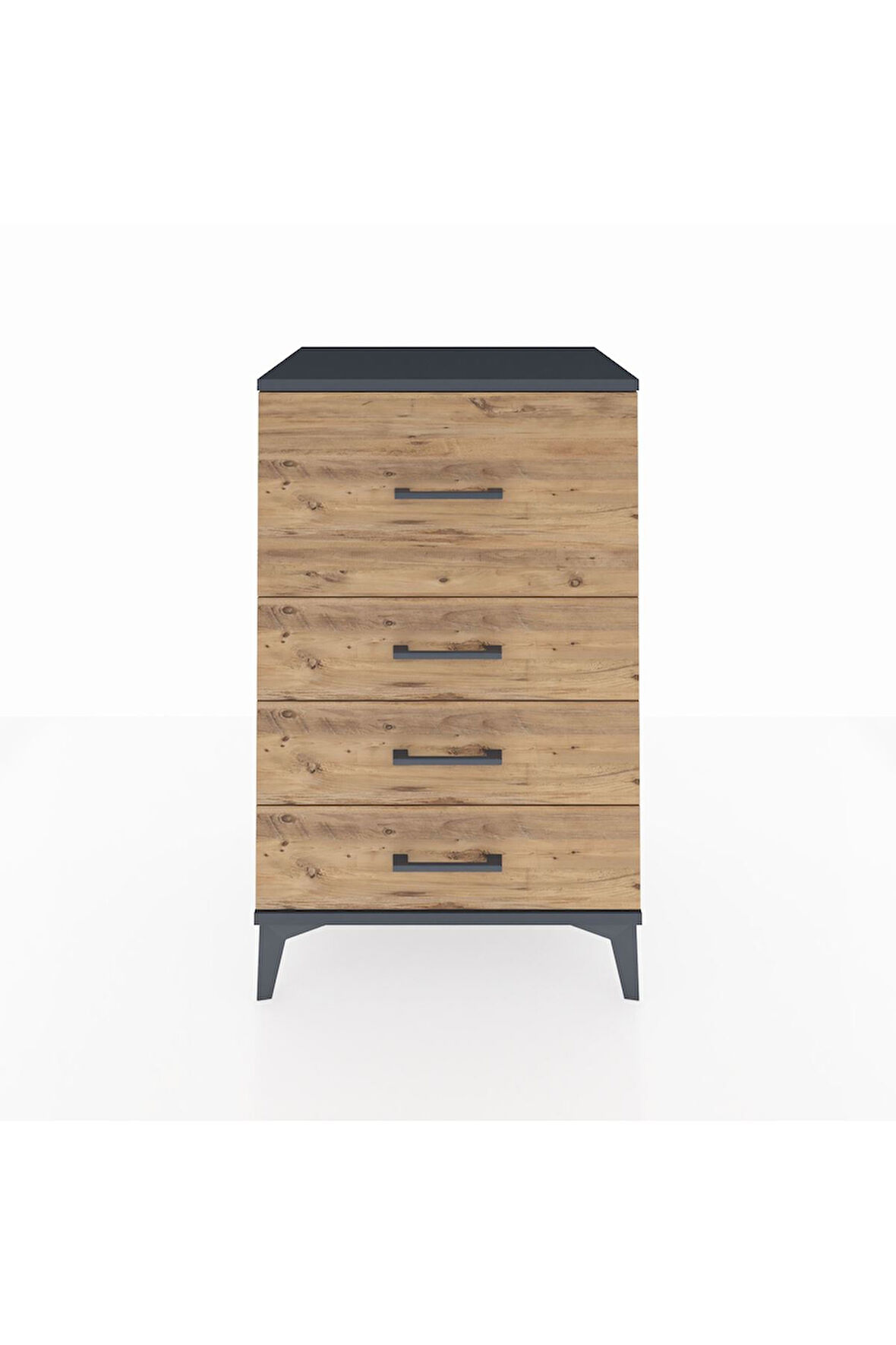 Hyperion Komodin 4 Çekmeceli 60x44x96 Antrasit-Çam