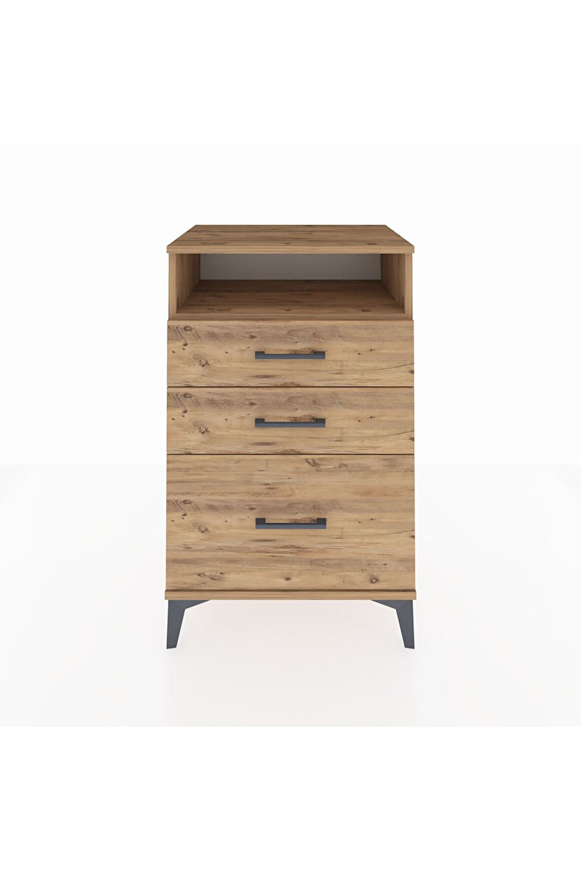 Hyperion Komodin Tek Raflı 3 Çekmeceli 60x44x96 Çam-Çam