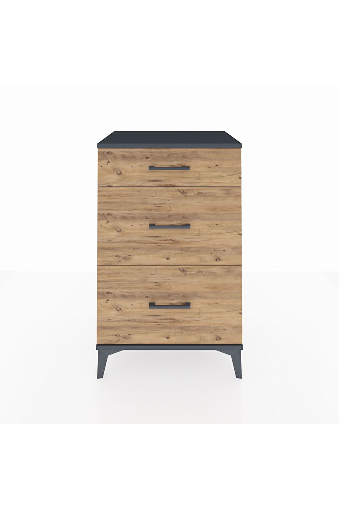 Hyperion Komodin 3 Çekmeceli 60x44x96 Antrasit-Çam