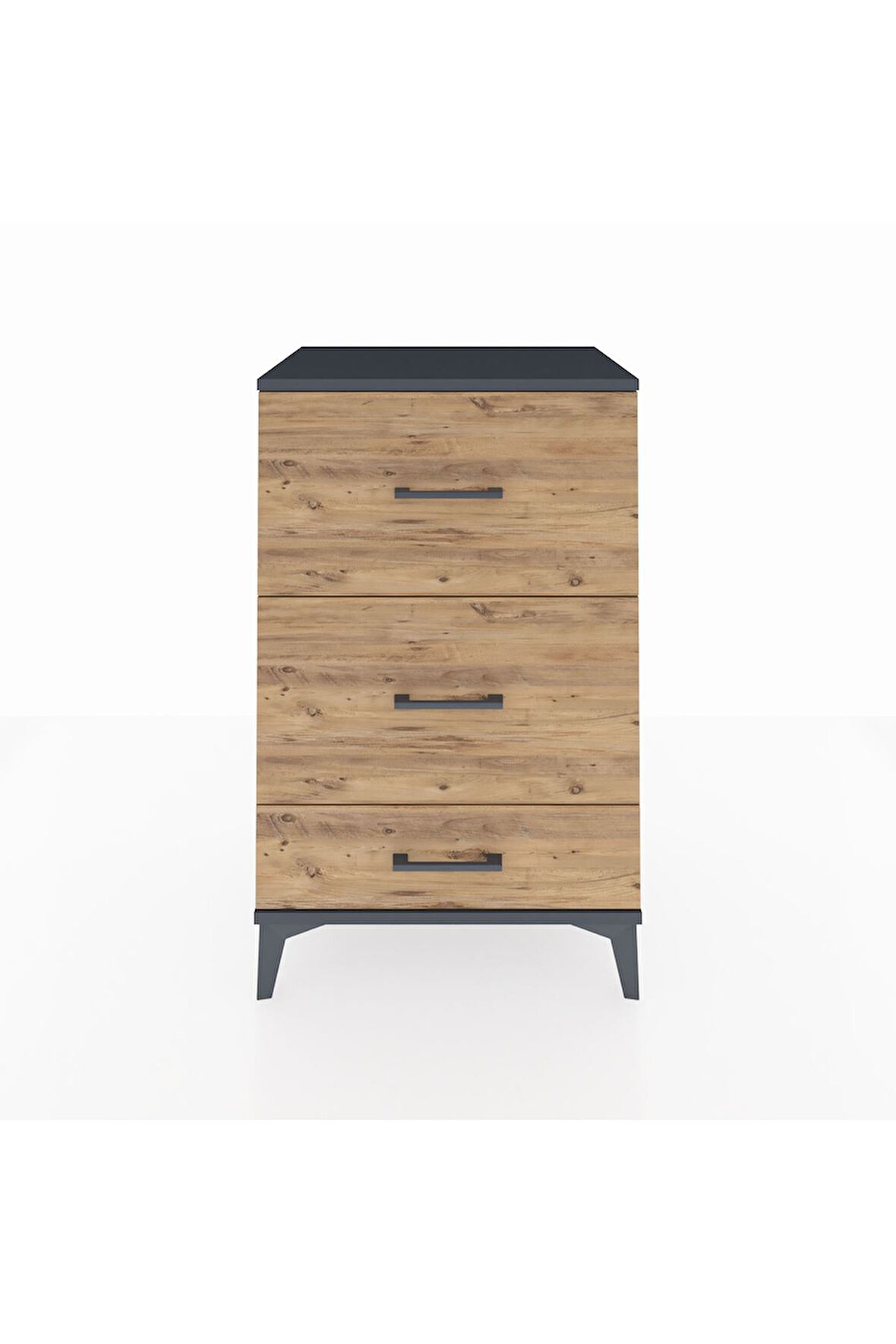 Hyperion Komodin 3 Çekmeceli 60x44x96 Antrasit-Çam