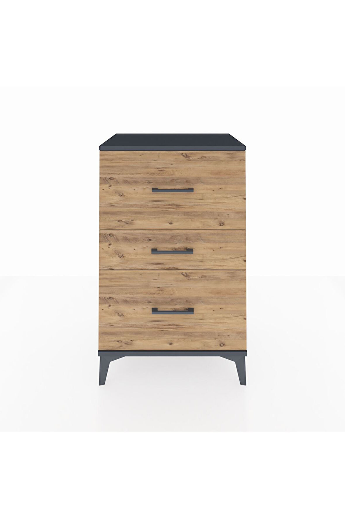 Hyperion Komodin 3 Çekmeceli 60x44x96 Antrasit-Çam