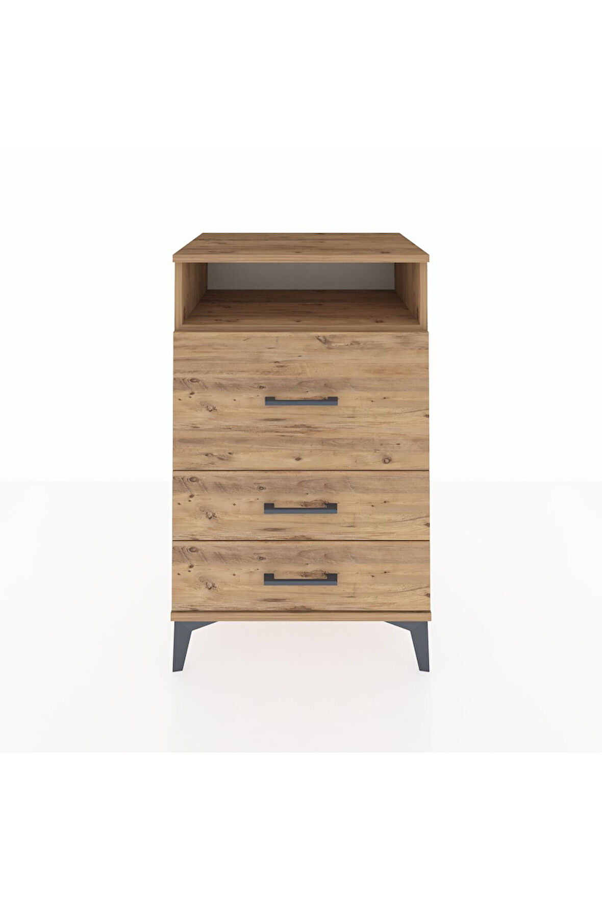 Hyperion Komodin Tek Raflı 3 Çekmeceli 60x44x96 Çam-Çam