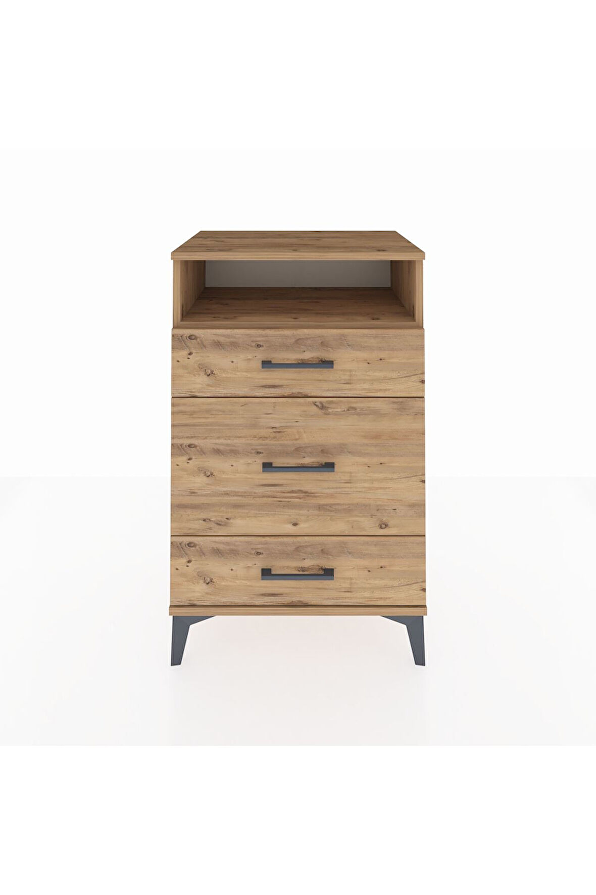 Hyperion Komodin Tek Raflı 3 Çekmeceli 60x44x96 Çam-Çam