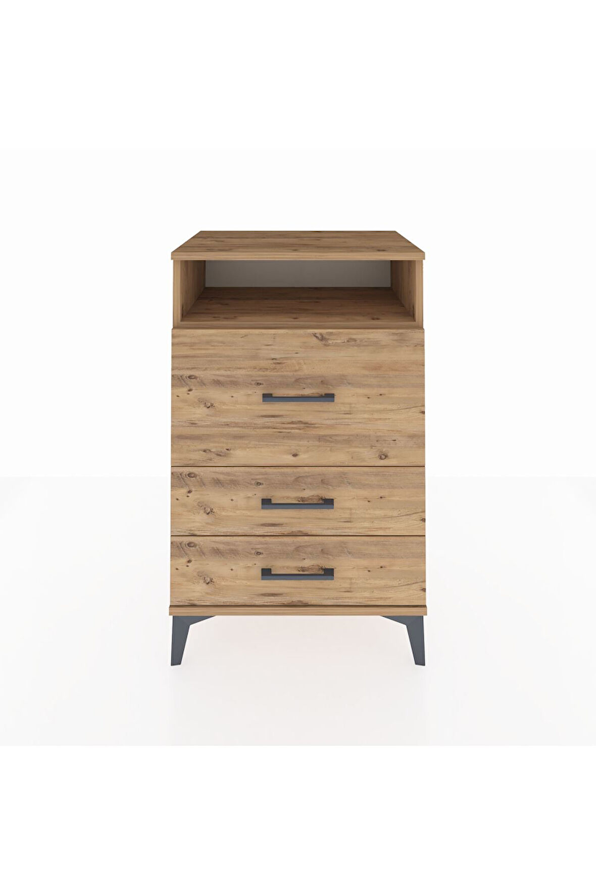 Hyperion Komodin Tek Raflı 3 Çekmeceli 60x44x96 Çam-Çam