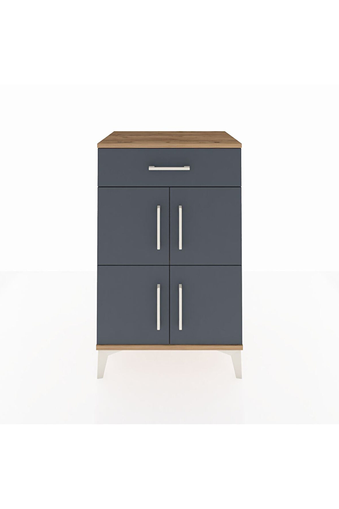 Hyperion Komodin Tek Raflı Tek Çekmeceli 4 Kapaklı 60x44x96 Çam-Antrasit