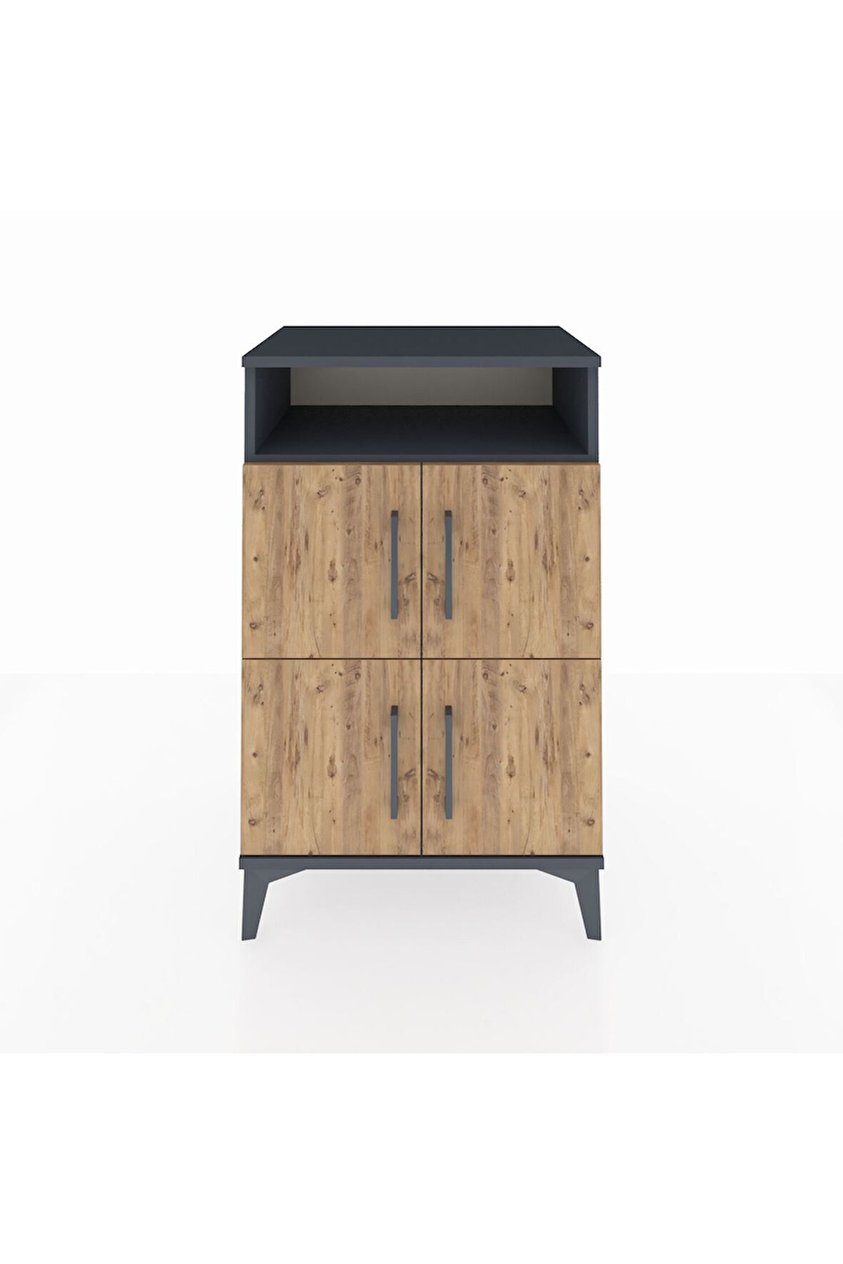 Hyperion Komodin 2 Raflı 4 Kapaklı 60x44x96 Antrasit-Çam