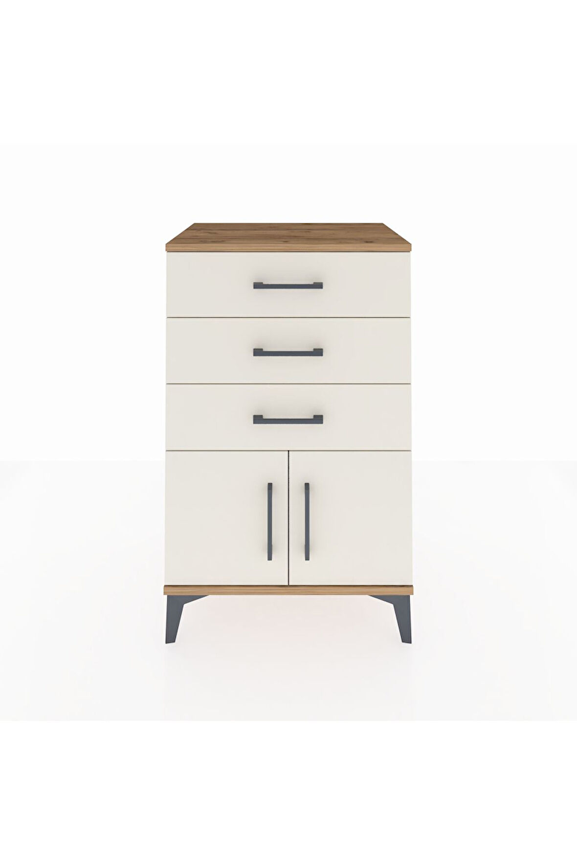 Hyperion Komodin 3 Çekmeceli 2 Kapaklı 60x44x96 Çam-Aytaşı