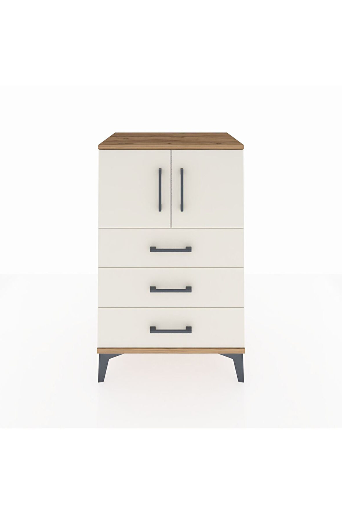 Hyperion Komodin Tek Raflı 3 Çekmeceli 2 Kapaklı 60x44x96 Çam-Aytaşı