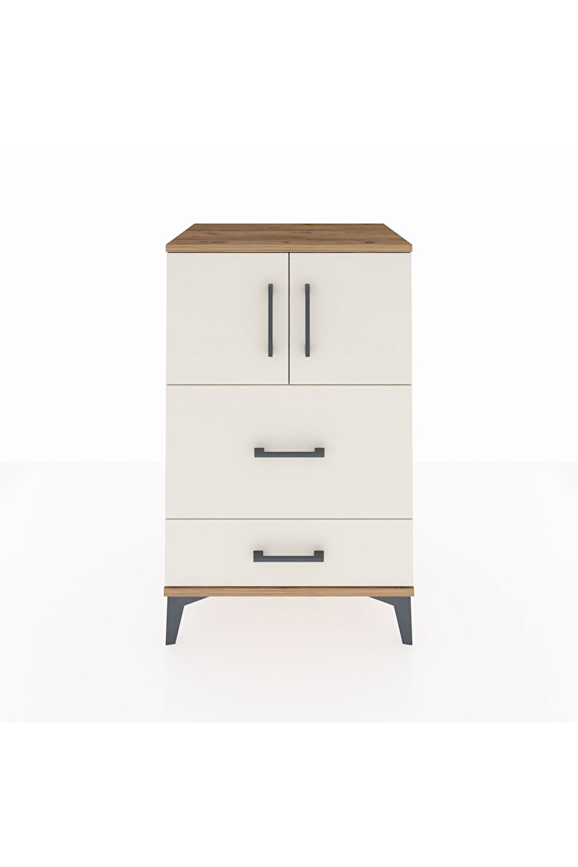 Hyperion Komodin Tek Raflı 2 Çekmeceli 2 Kapaklı 60x44x96 Çam-Aytaşı