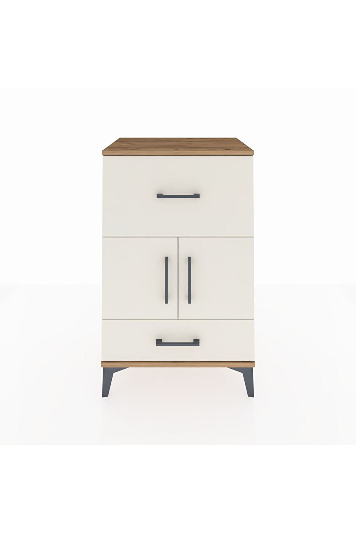 Hyperion Komodin Tek Raflı 2 Çekmeceli 2 Kapaklı 60x44x96 Çam-Aytaşı