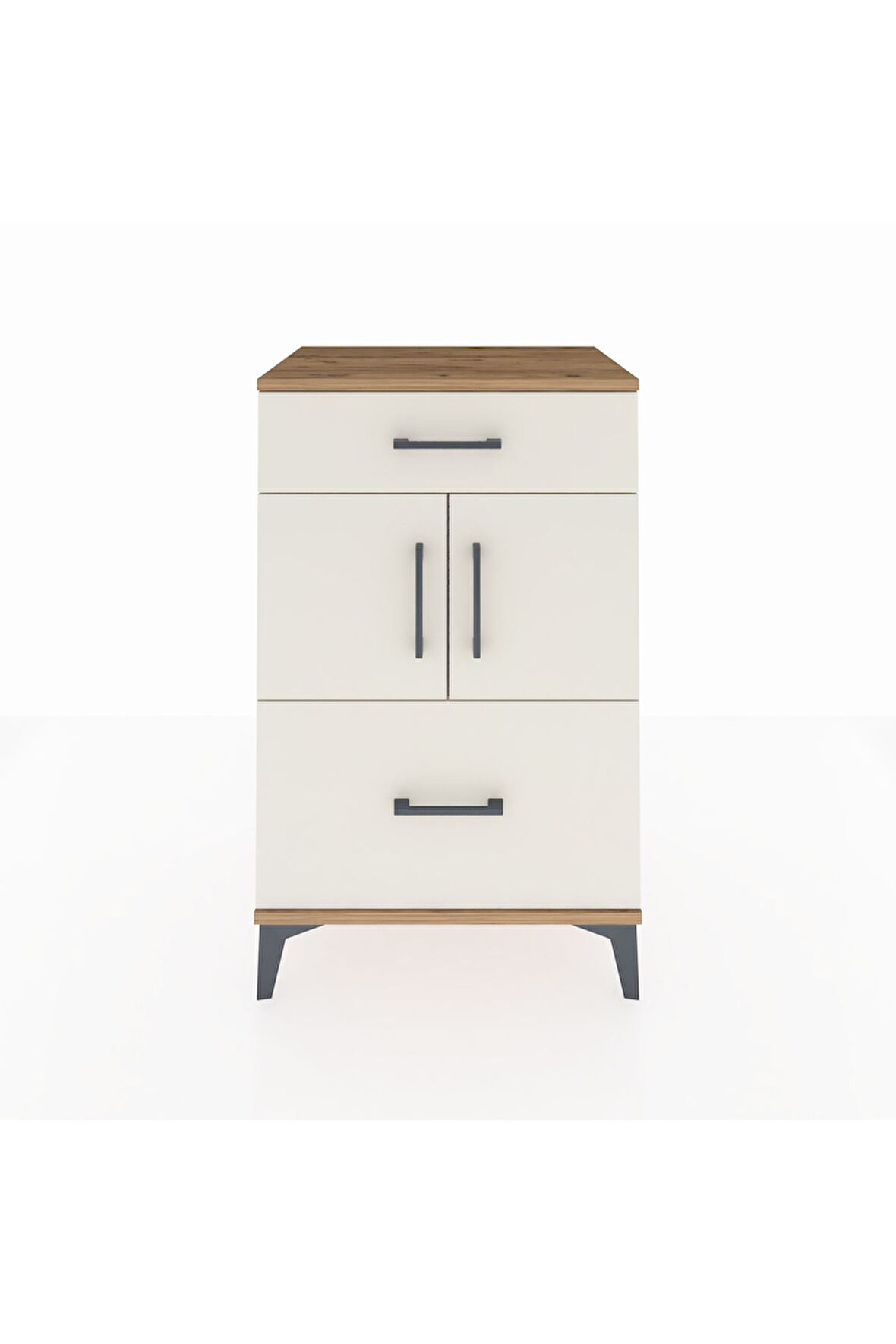 Hyperion Komodin Tek Raflı 2 Çekmeceli 2 Kapaklı 60x44x96 Çam-Aytaşı