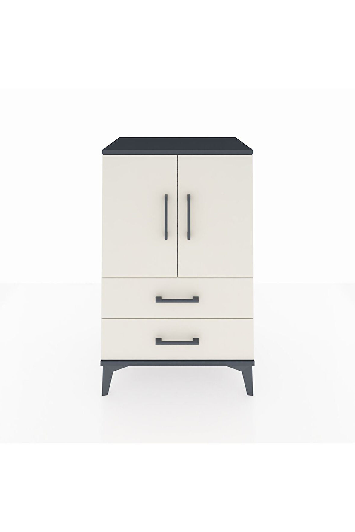 Hyperion Komodin 2 Raflı 2 Çekmeceli 2 Kapaklı 60x44x96 Antrasit-Aytaşı