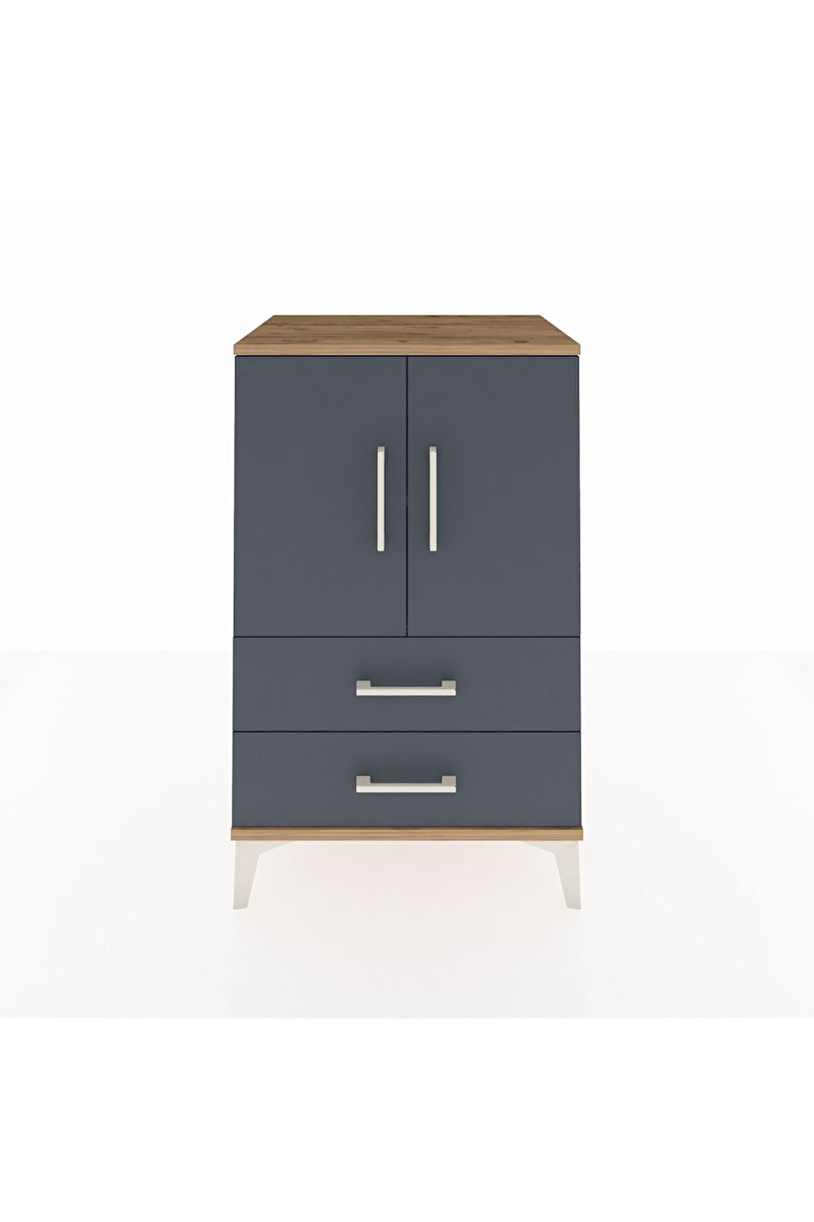 Hyperion Komodin 2 Raflı 2 Çekmeceli 2 Kapaklı 60x44x96 Çam-Antrasit