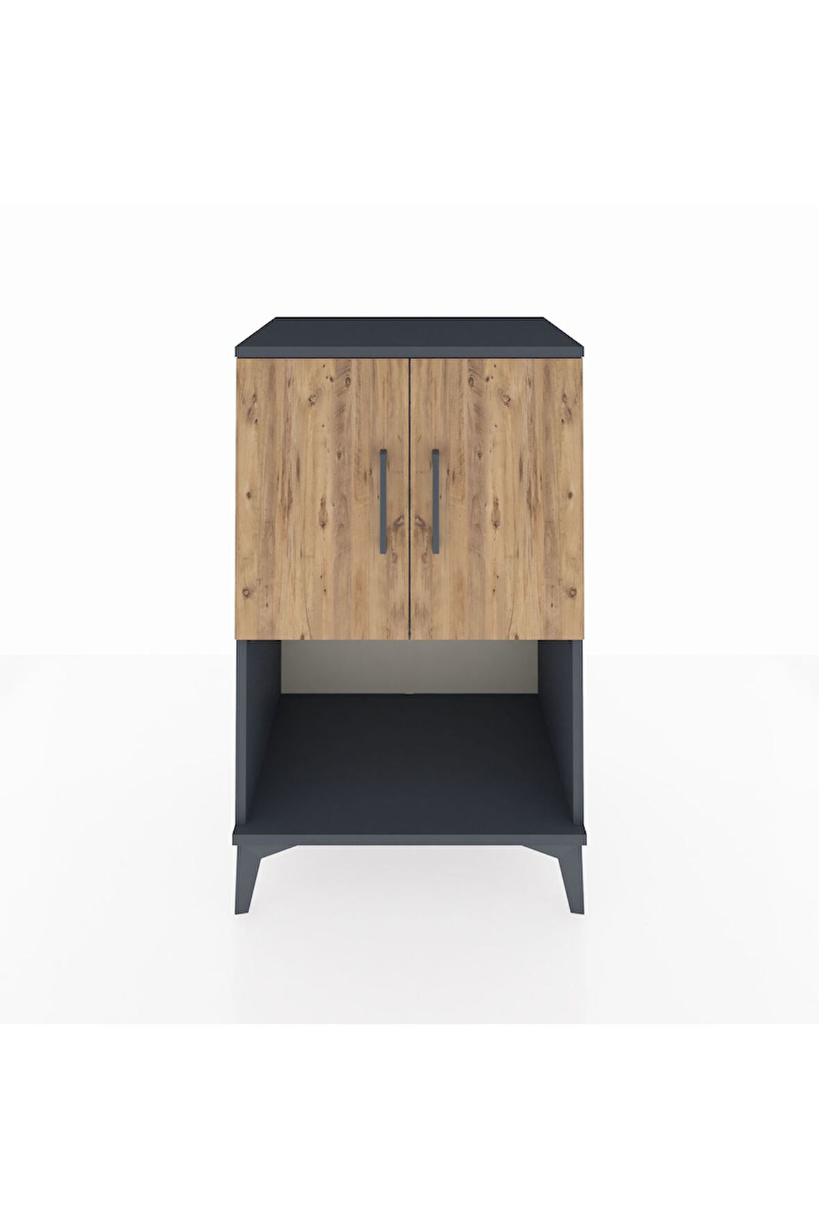 Hyperion Komodin 2 Raflı 2 Kapaklı 60x44x96 Antrasit-Çam