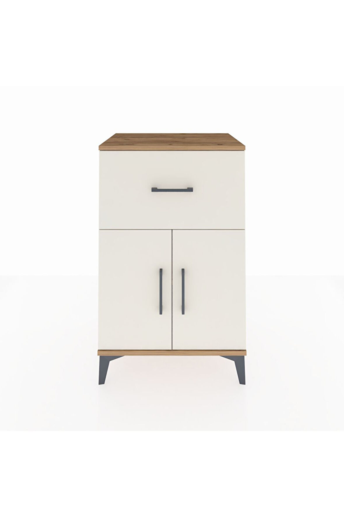 Hyperion Komodin Tek Raflı Tek Çekmeceli 2 Kapaklı 60x44x96 Çam-Aytaşı