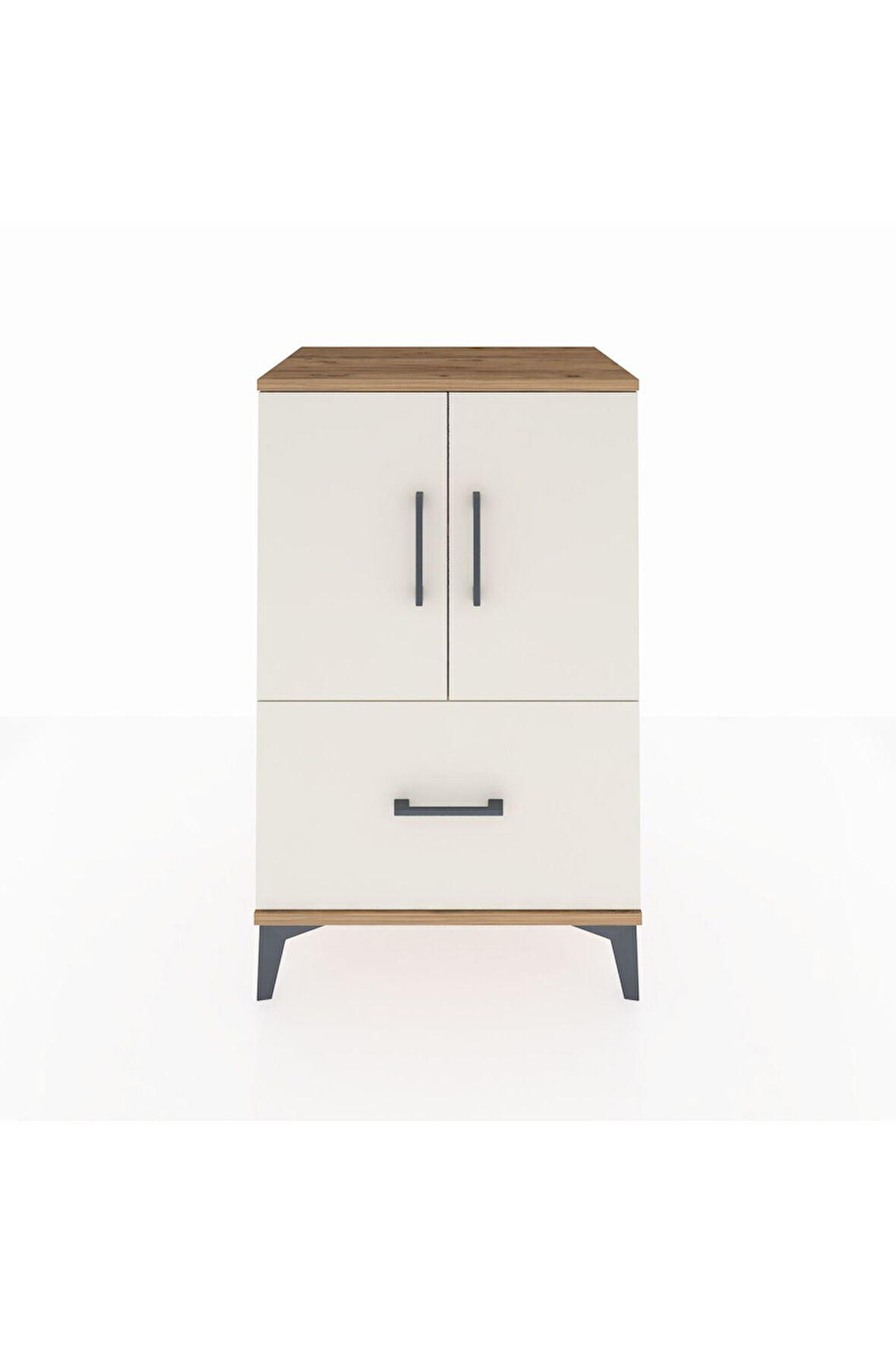 Hyperion Komodin 2 Raflı Tek Çekmeceli 2 Kapaklı 60x44x96 Çam-Aytaşı