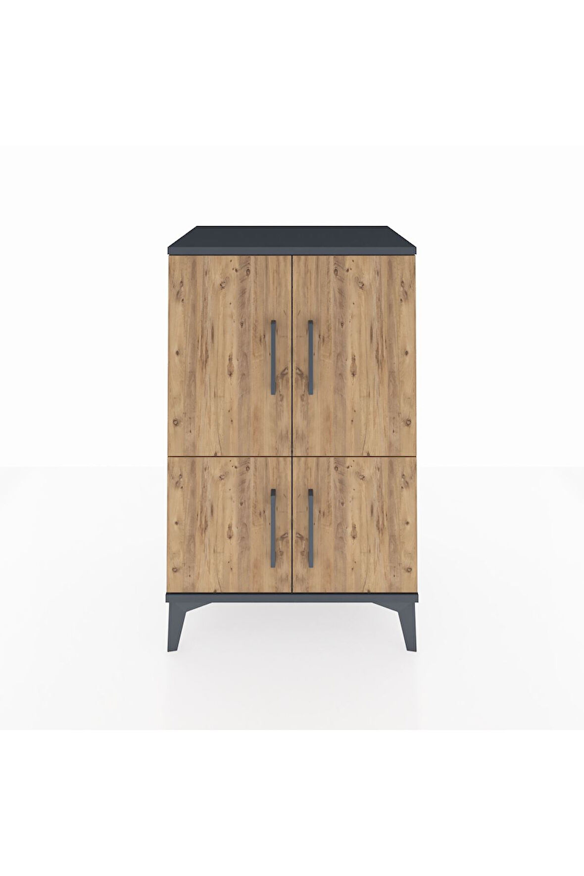 Hyperion Komodin 3 Raflı 4 Kapaklı 60x44x96 Antrasit-Çam