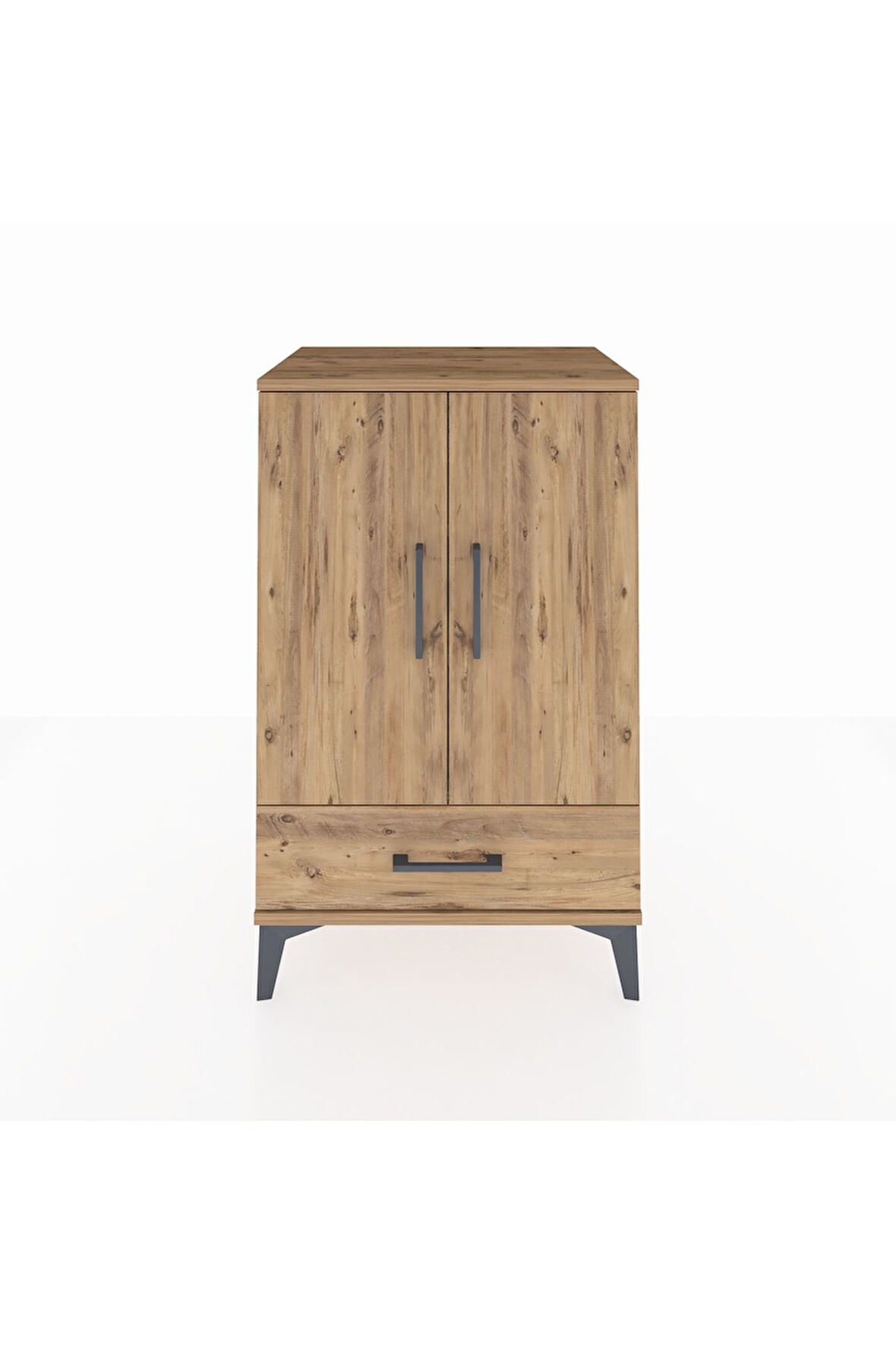 Hyperion Komodin 3 Raflı Tek Çekmeceli 2 Kapaklı 60x44x96 Çam-Çam