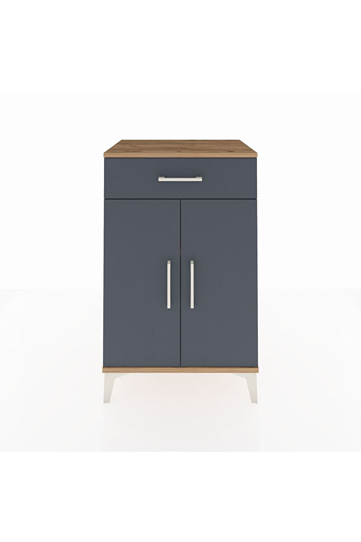 Hyperion Komodin 2 Raflı Tek Çekmeceli 2 Kapaklı 60x44x96 Çam-Antrasit