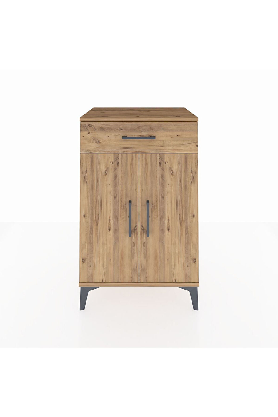 Hyperion Komodin 2 Raflı Tek Çekmeceli 2 Kapaklı 60x44x96 Çam-Çam