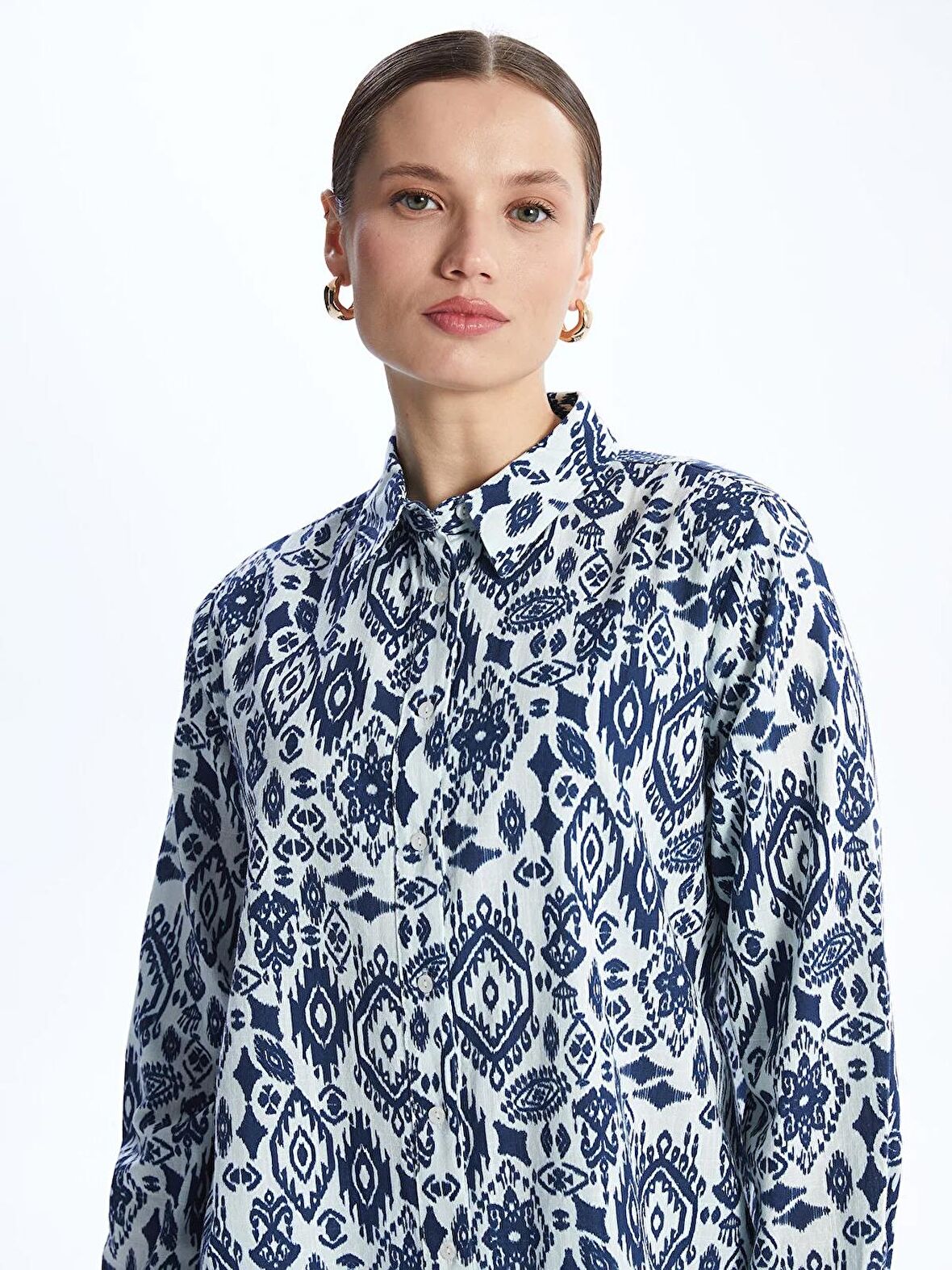 Desenli Kadın Gömlek Tunik