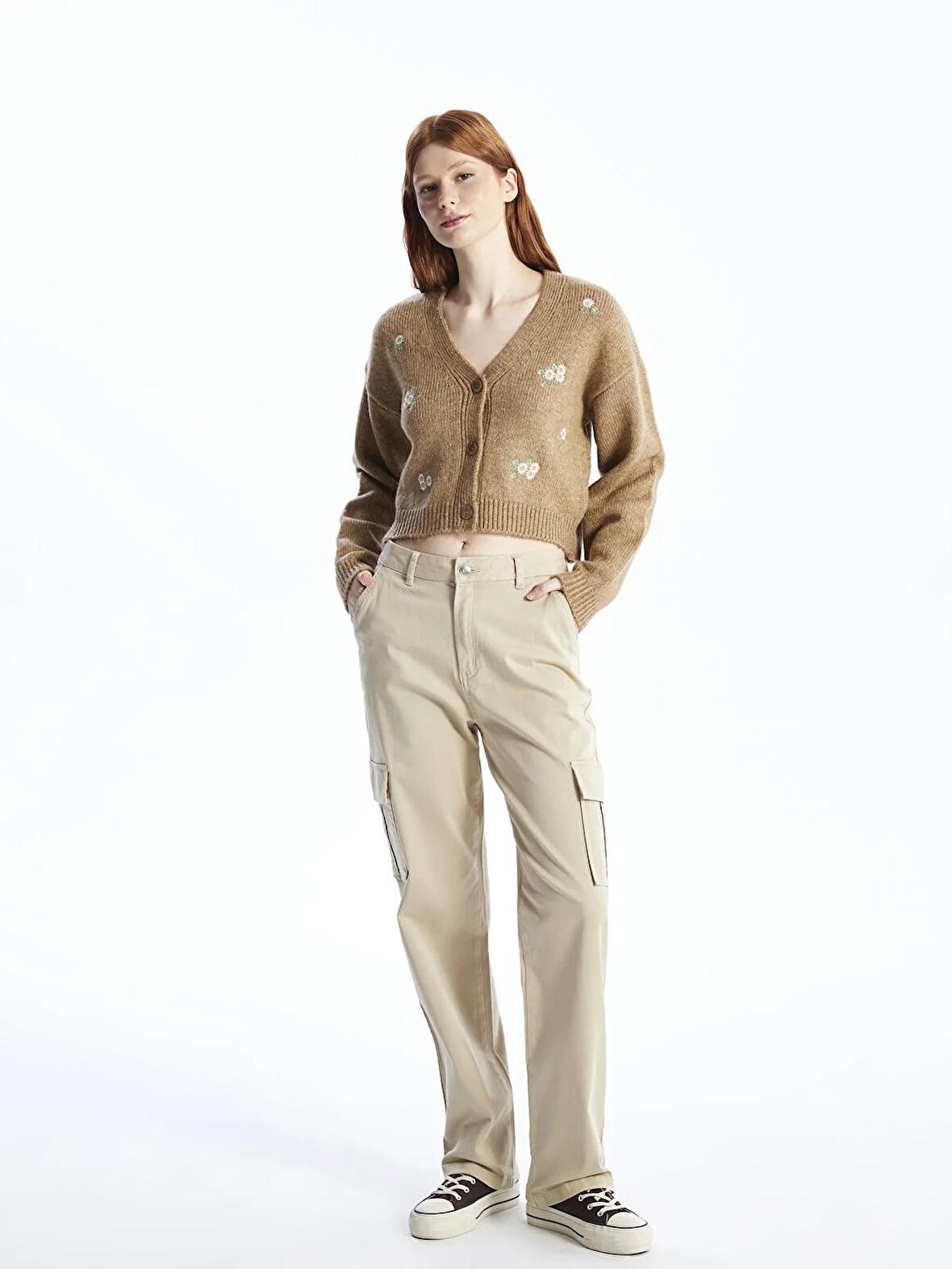 Standart Fit Gabardin Kadın Kargo Pantolon