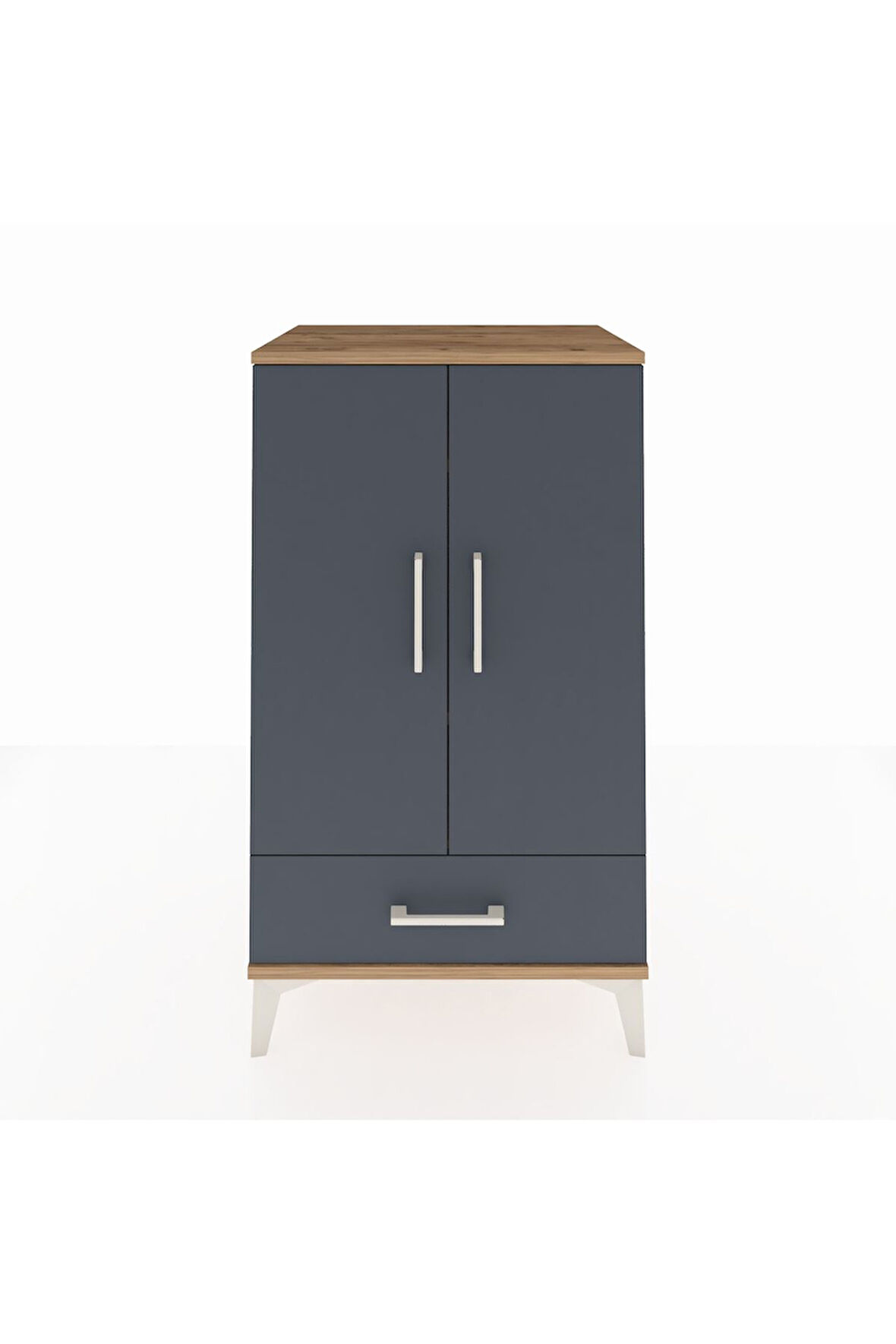 Hyperion Komodin 3 Raflı Tek Çekmeceli 2 Kapaklı 60x44x106 Çam-Antrasit